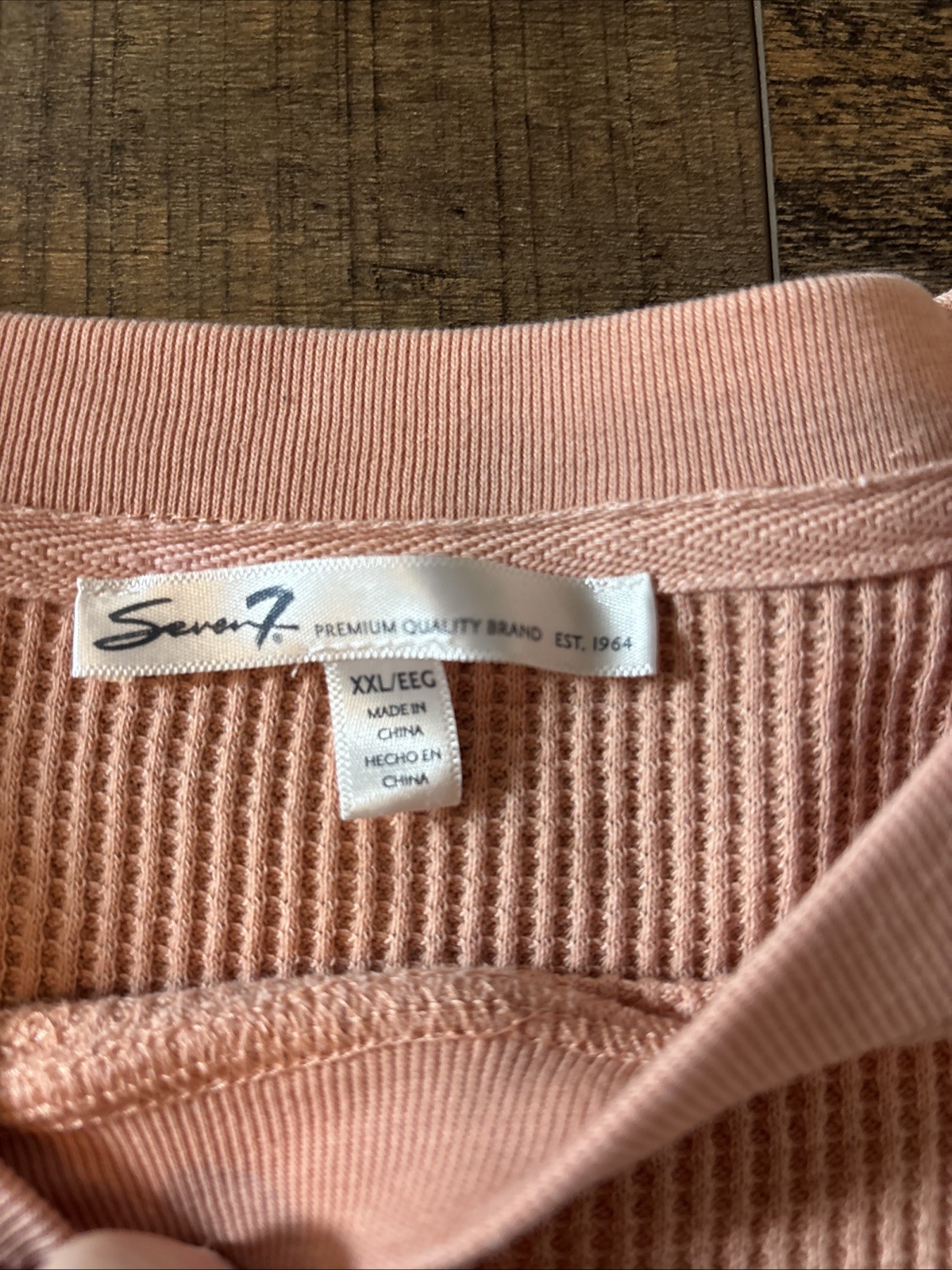 Seven7 Women’s XXL Long Sleeve Waffle Knit Henley Shirt Comfy Casual Coral