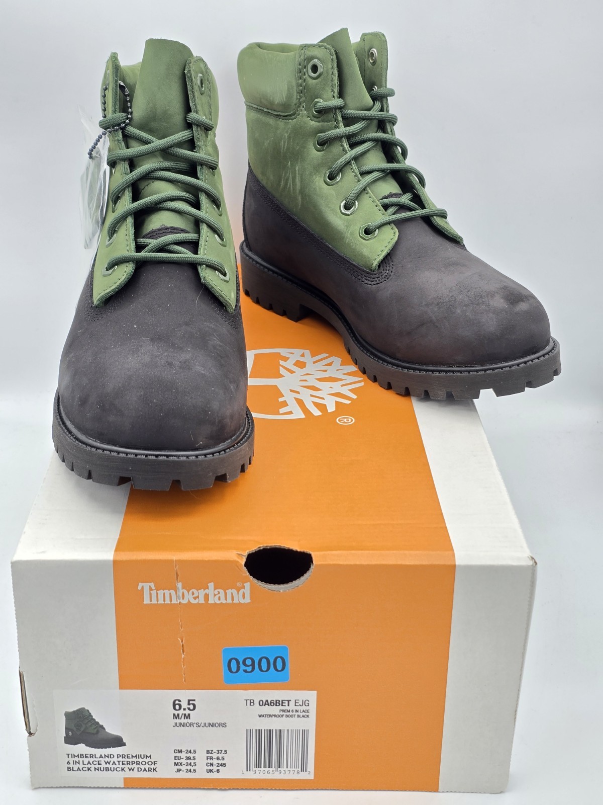 Timberland Boots 6 inch Premium Dark Green Nubuck Kids Youth Junior Sz 6.5 M New