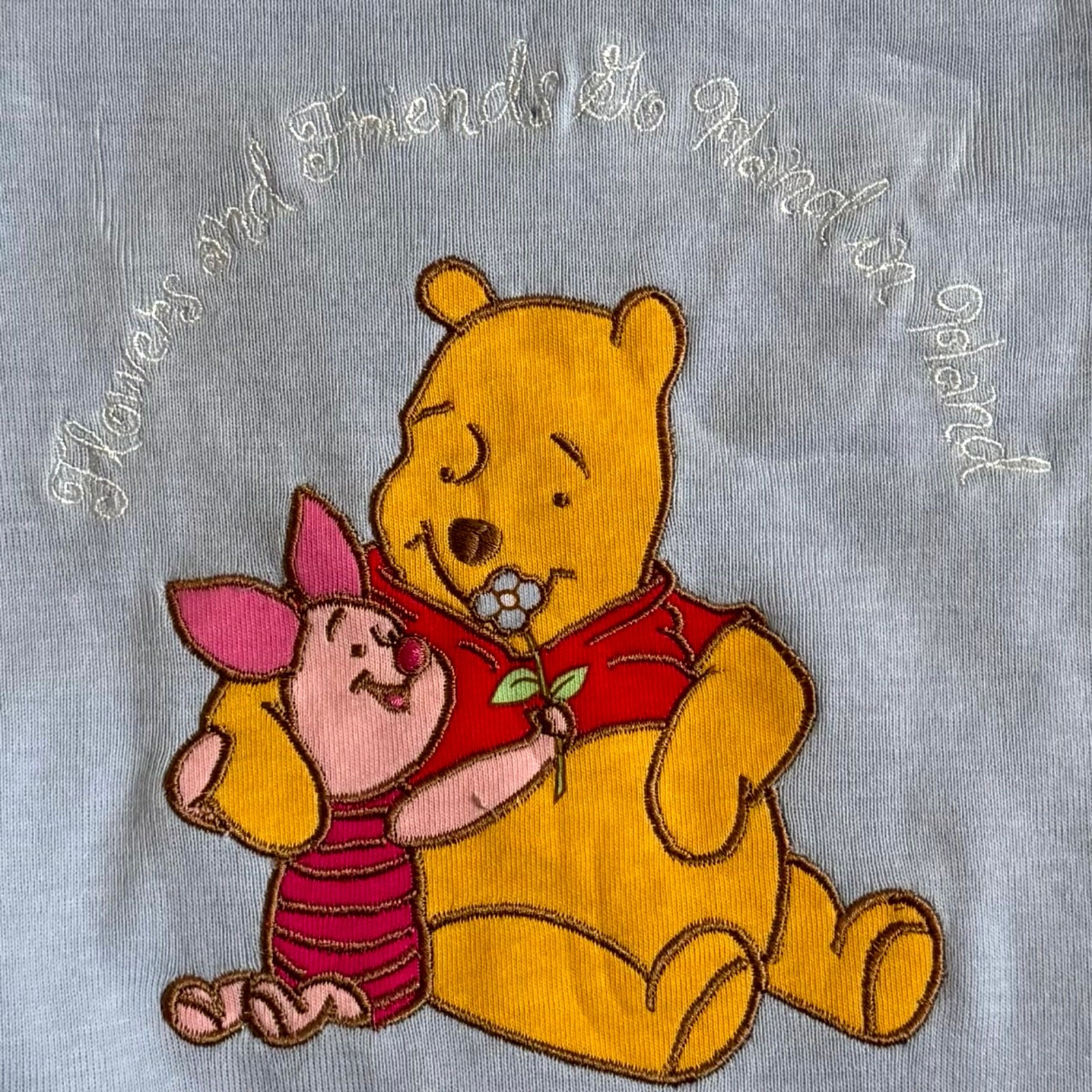 Vintage 90s Disney Winnie the Pooh Overalls Set Girls Size 2T Blue White Piglet