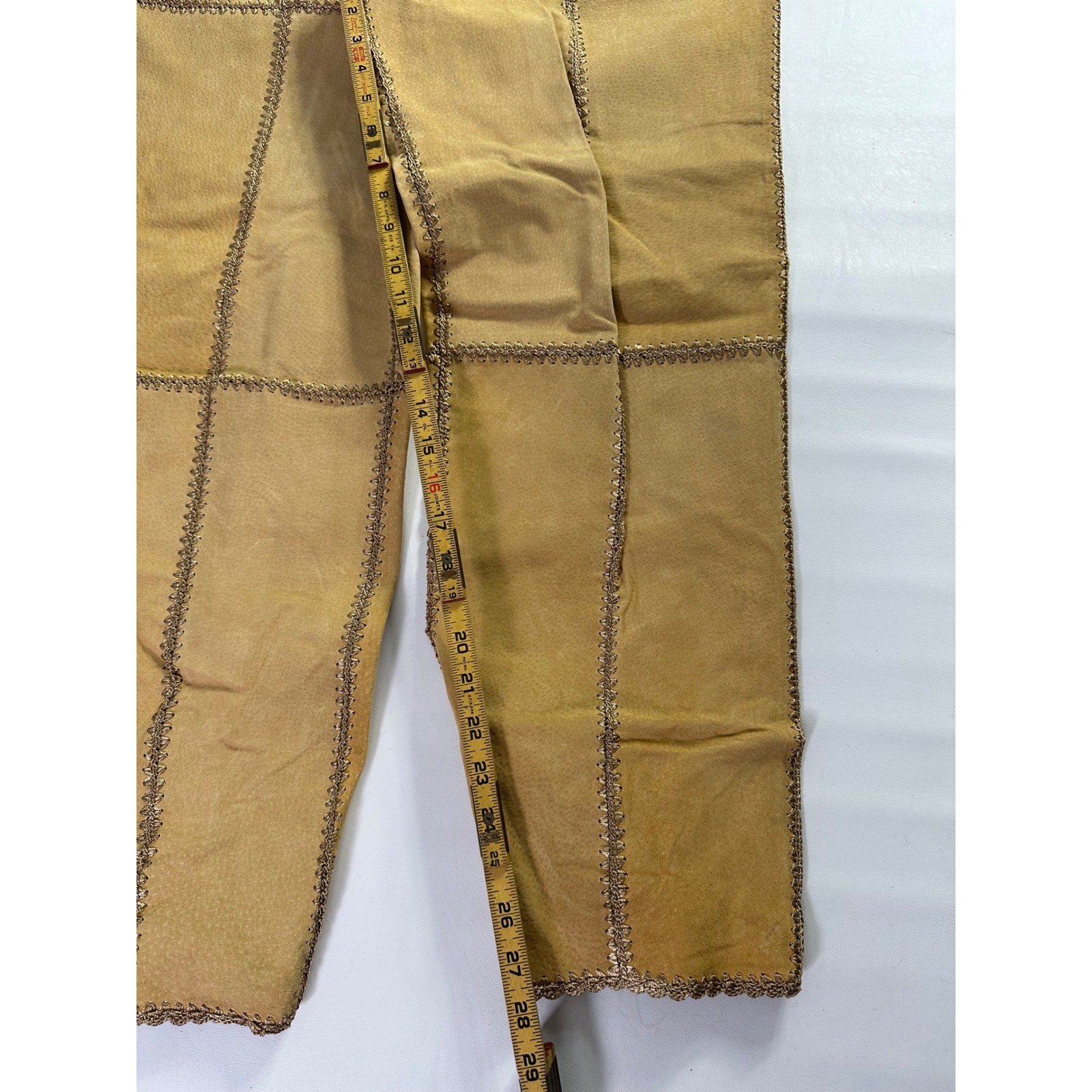 SMH Vintage Y2K Sz 14 30″ Waist Suede Patchwork Western Leather Pants Boho Flare