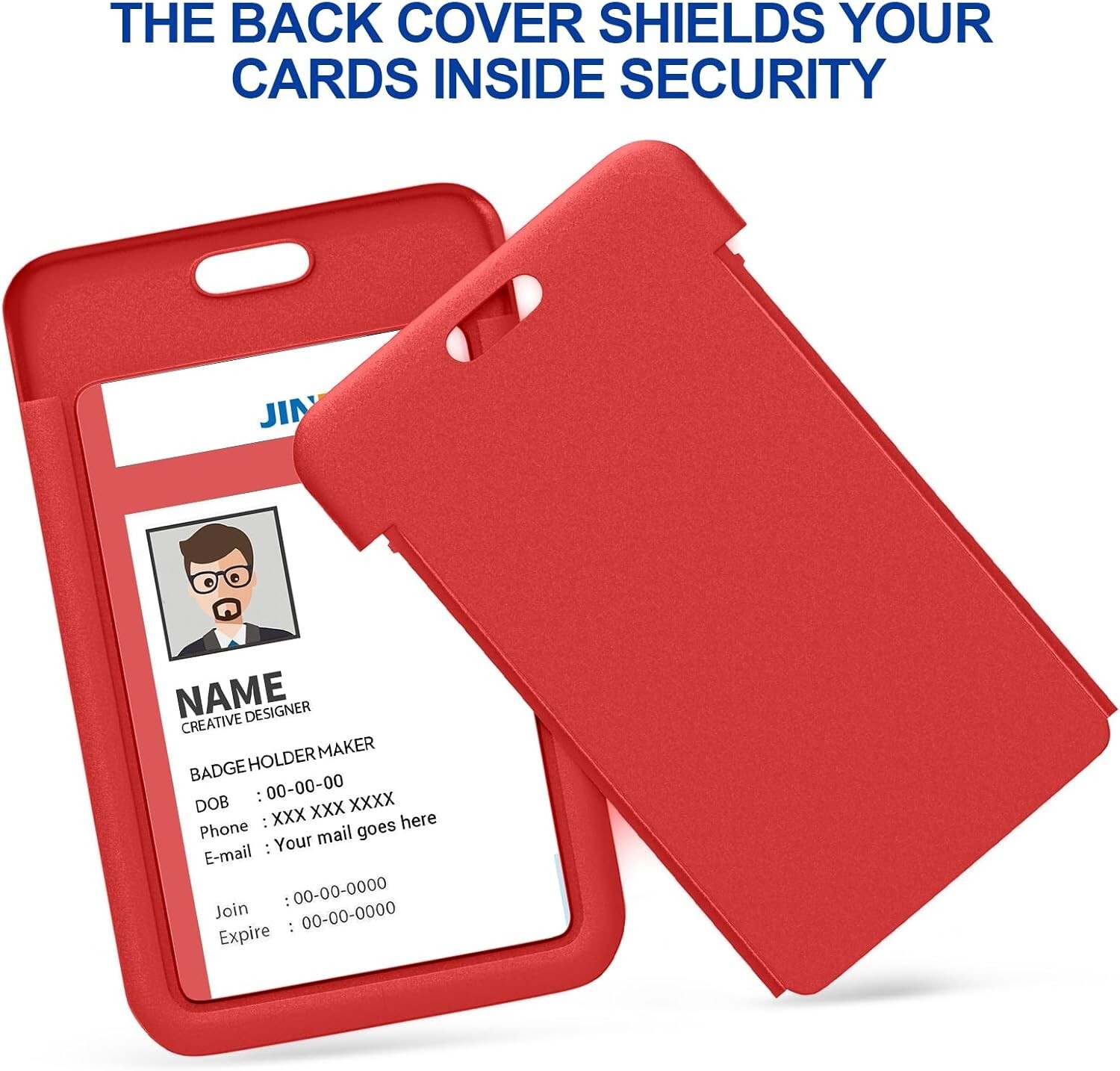 2pcs ID Badge Holder Vertical Card Holder Heavy Duty for Work Key Card Men Women