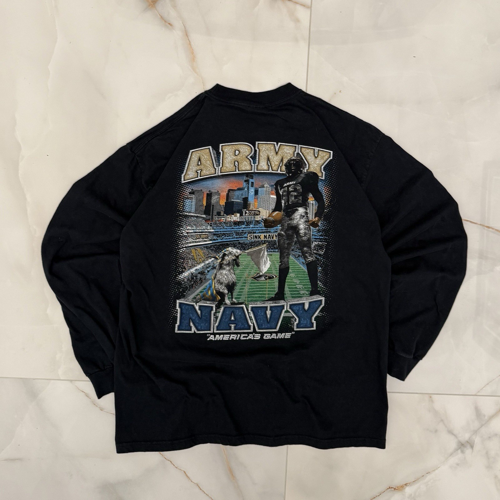 Vintage 2009 Army Vs Navy Game Football Long Sleeve Shirt Large