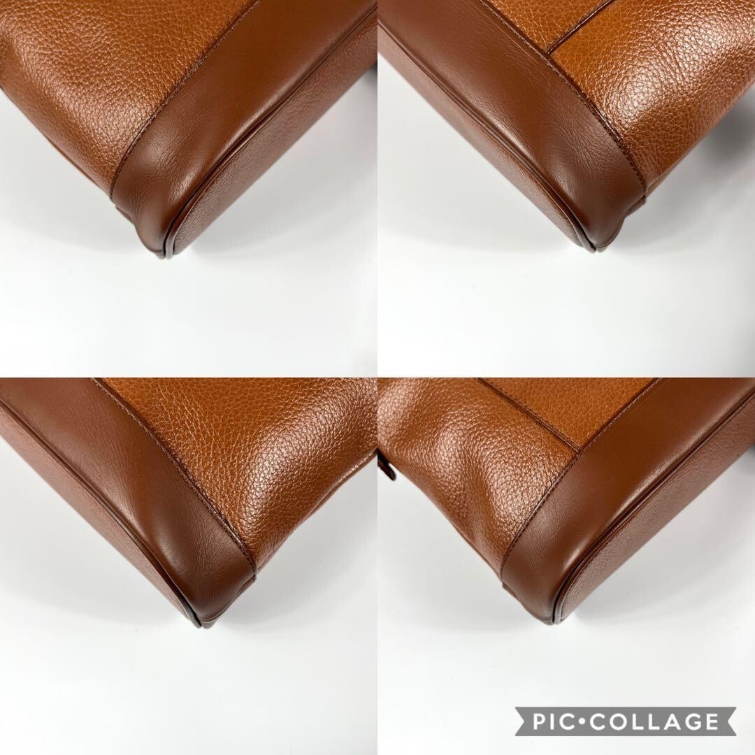 Burberrys 2Way Nova Check Leather Shoulder Bag Brown Auth