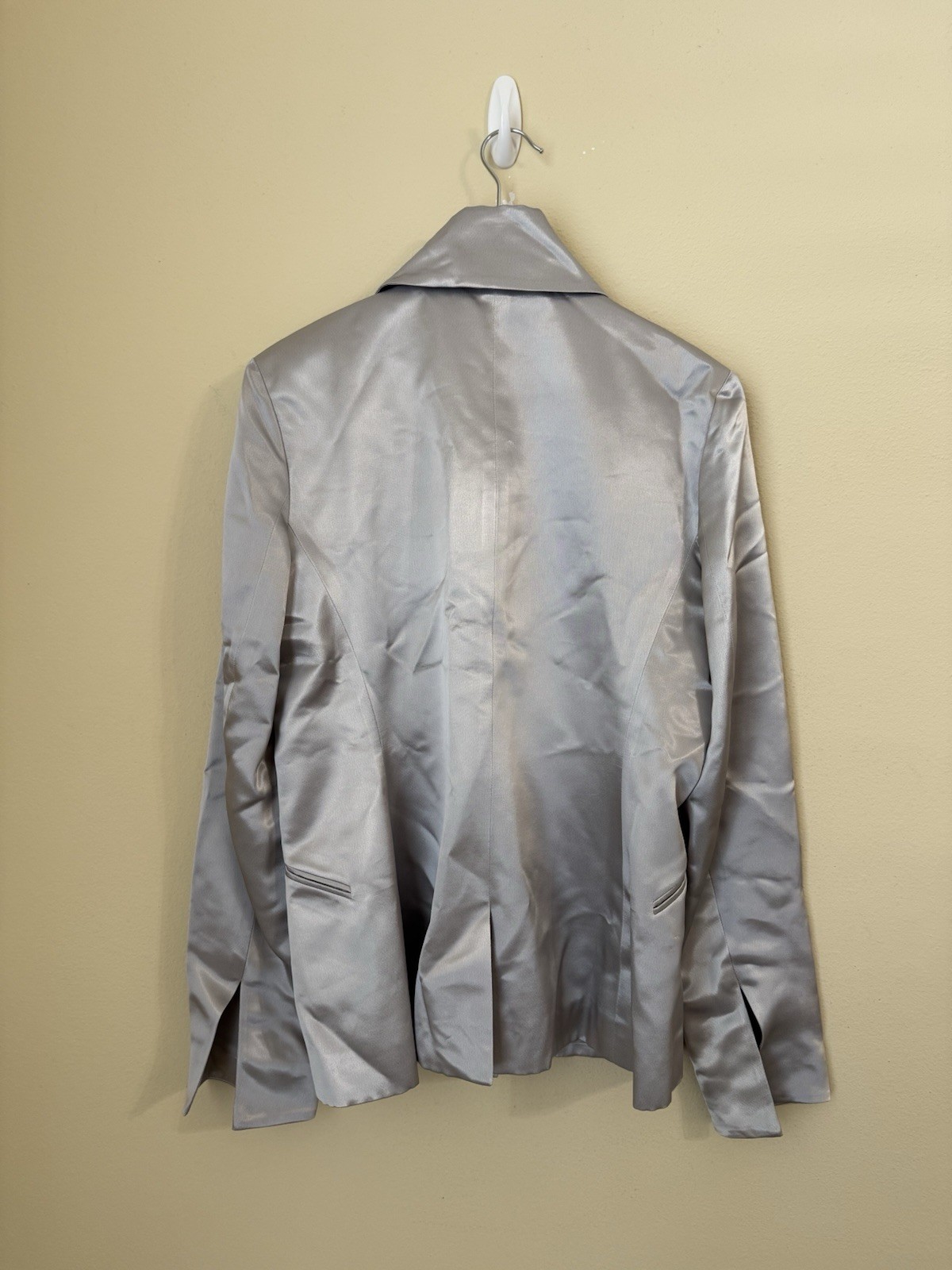 Kallmeyer New Luca Satin Twill Blazer Jacket Silver Size 8