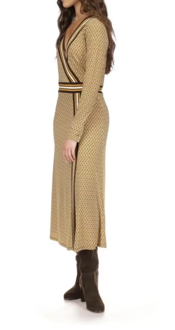 Michael Kors dress Border Print Faux Wrap Dress Marigold logo 2025 collection L