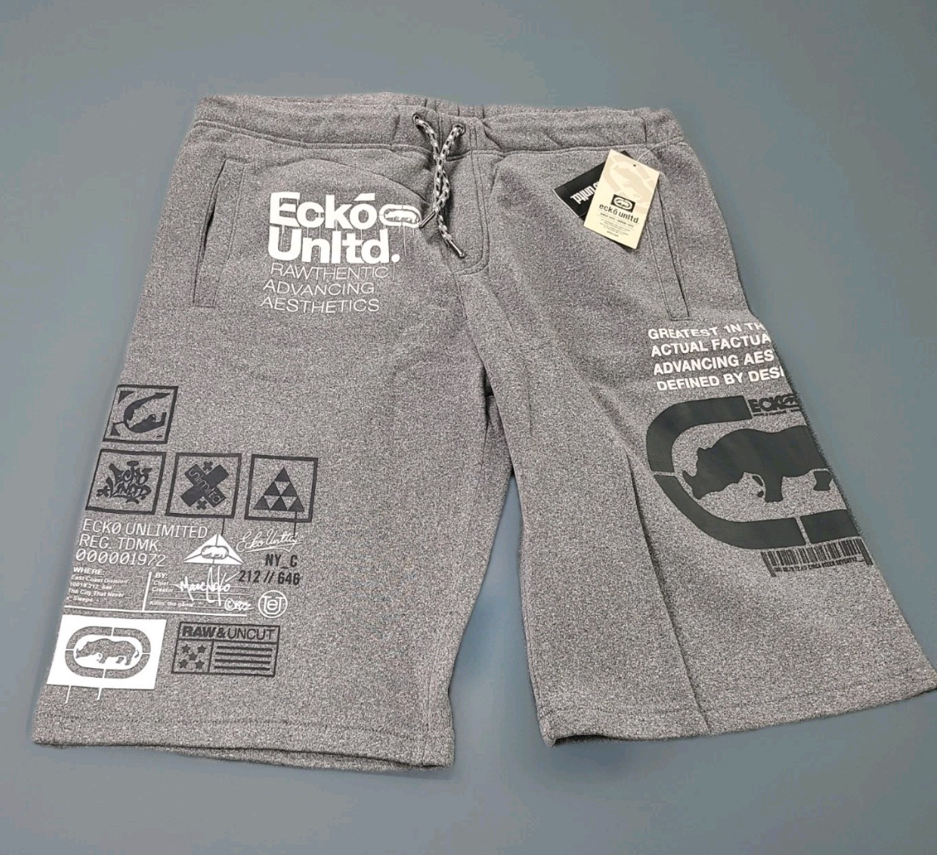 Ecko Unltd. Men’s Rawthentic Fleece Sweat Shorts Gray Size XL New With Tags