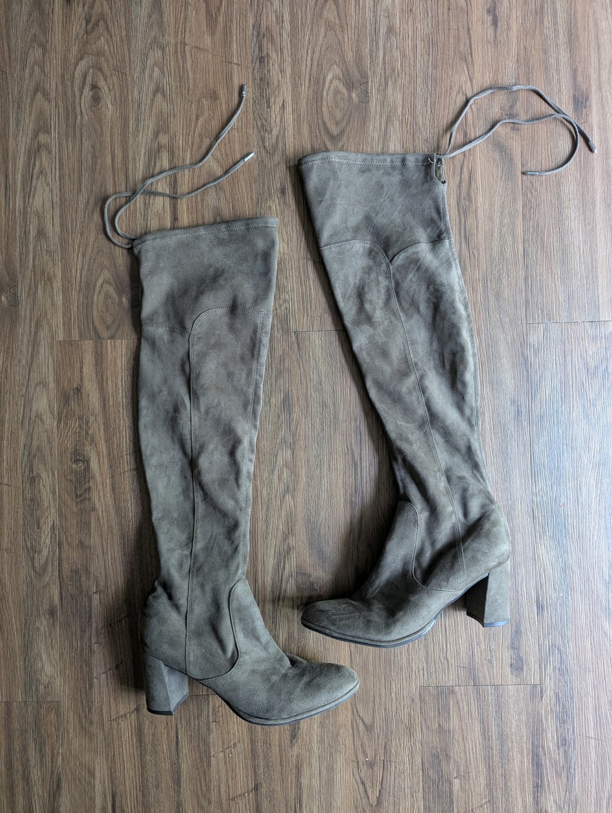 Marc Fisher Taupe Suede Thigh High Block Heel Boots Size 10