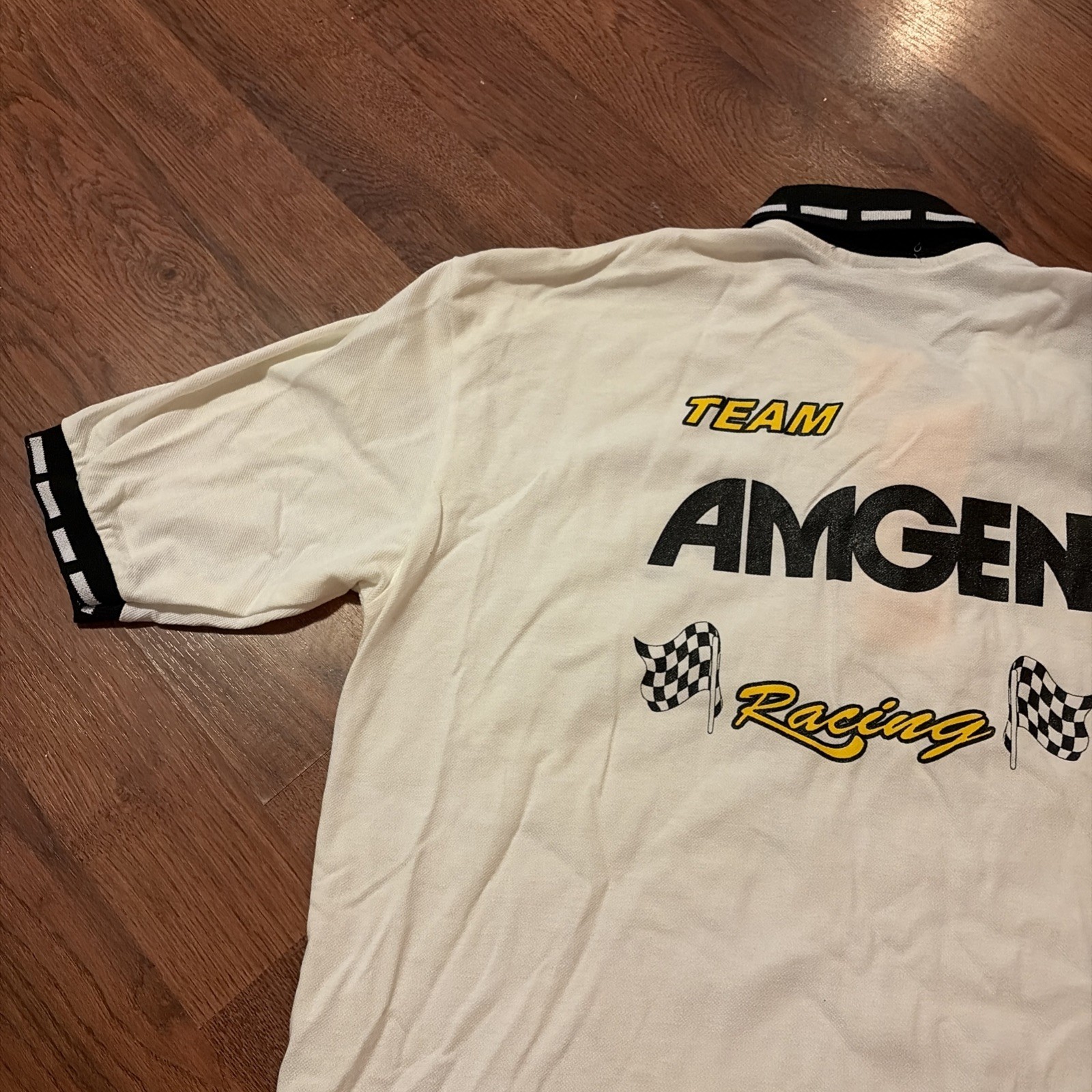 Speed Zone Race Gear Cigarette Racing Team Polo Shirt Mens XL White Yellow