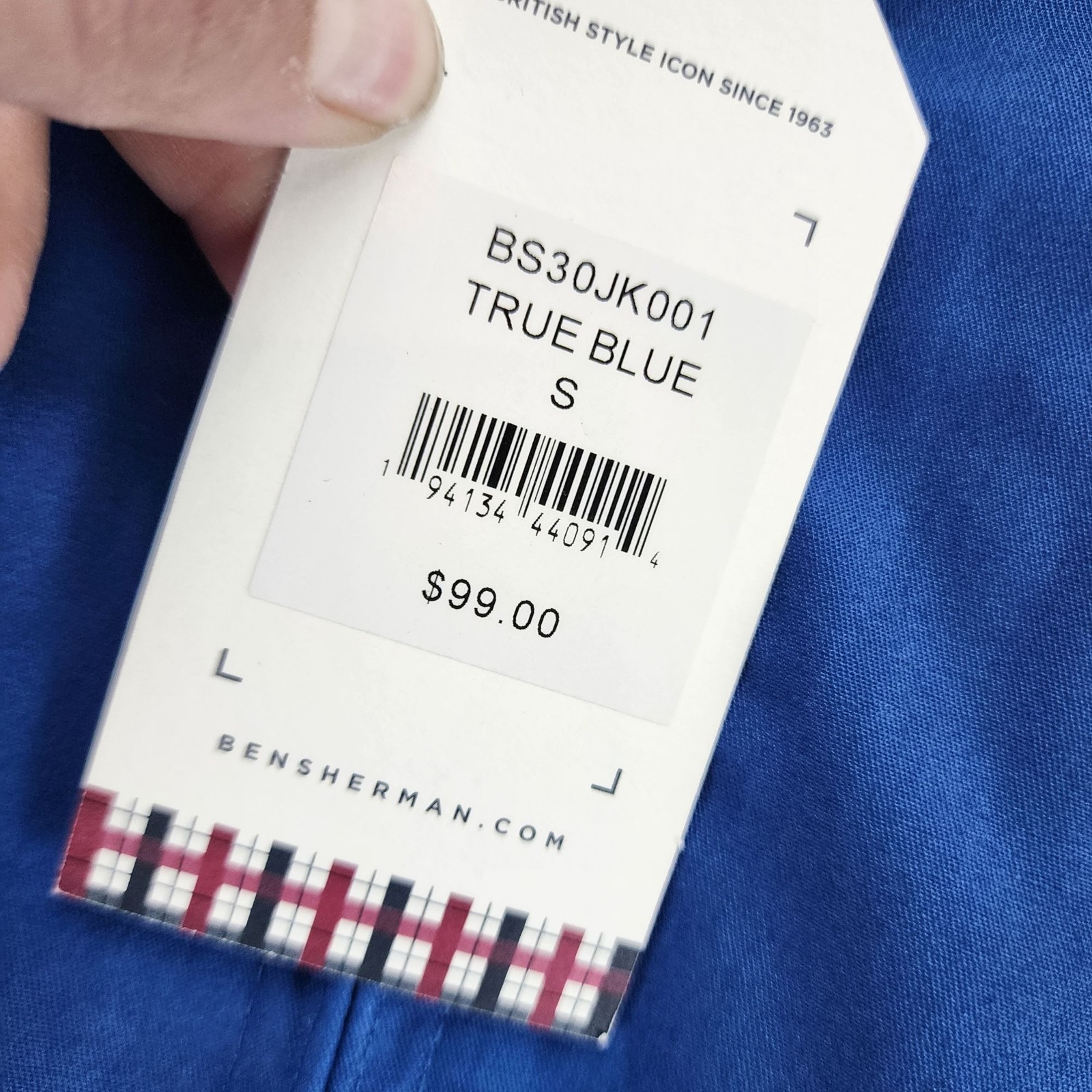 Ben Sherman Jacket Mens Small Blue Long Sleeve Full Zip *NWT*