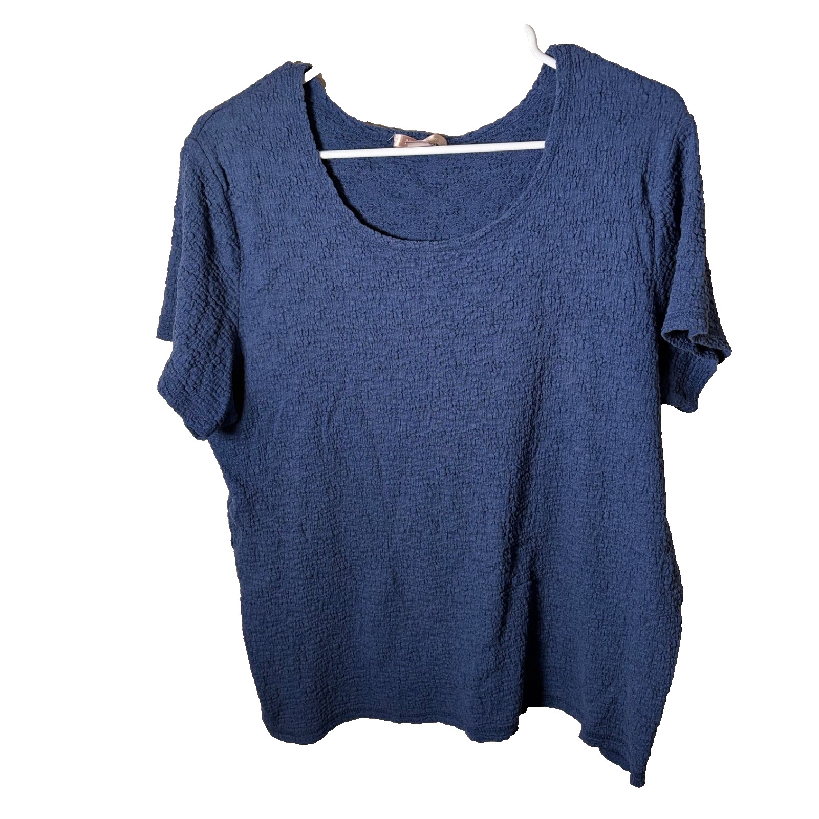 White Stag T-Shirt Women’s XL Blue Textured Short Sleeve Round Neck Solid Shirt