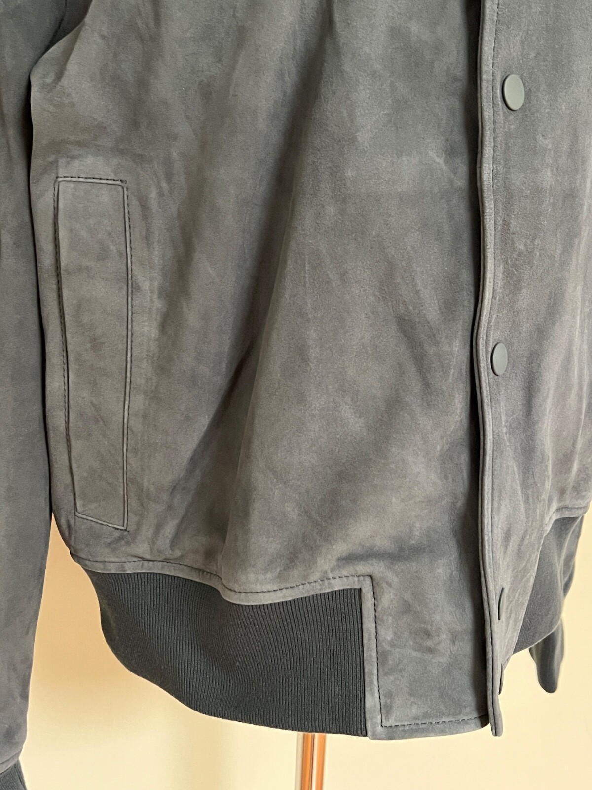 NWT Vince Desert Leaf Gray Goatskin Suede Leather Coach Bomber Jacket Sz S $1250