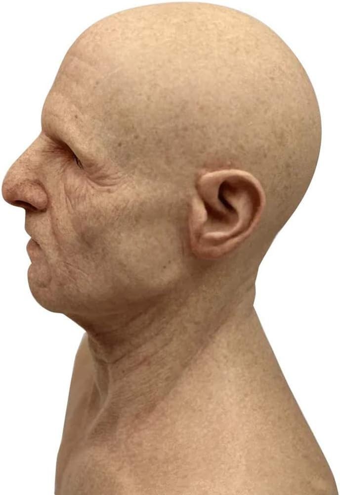 Realistic Silicone Old Man Face Cover for Halloween Costume ‘