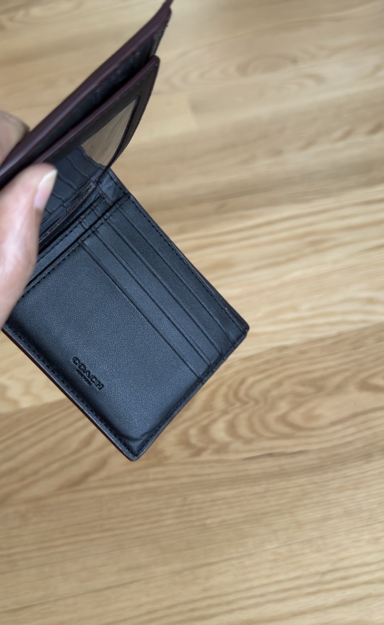 Coach Men’s 3 In 1 Wallet FULL Size Signature Canvas Black/Charcoal