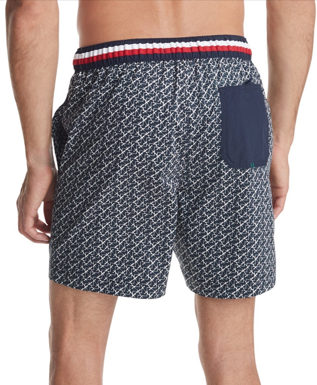 Tommy Hilfiger Men’s Corey Geo Printed 7″ Swim Trunks Black White Short NWT
