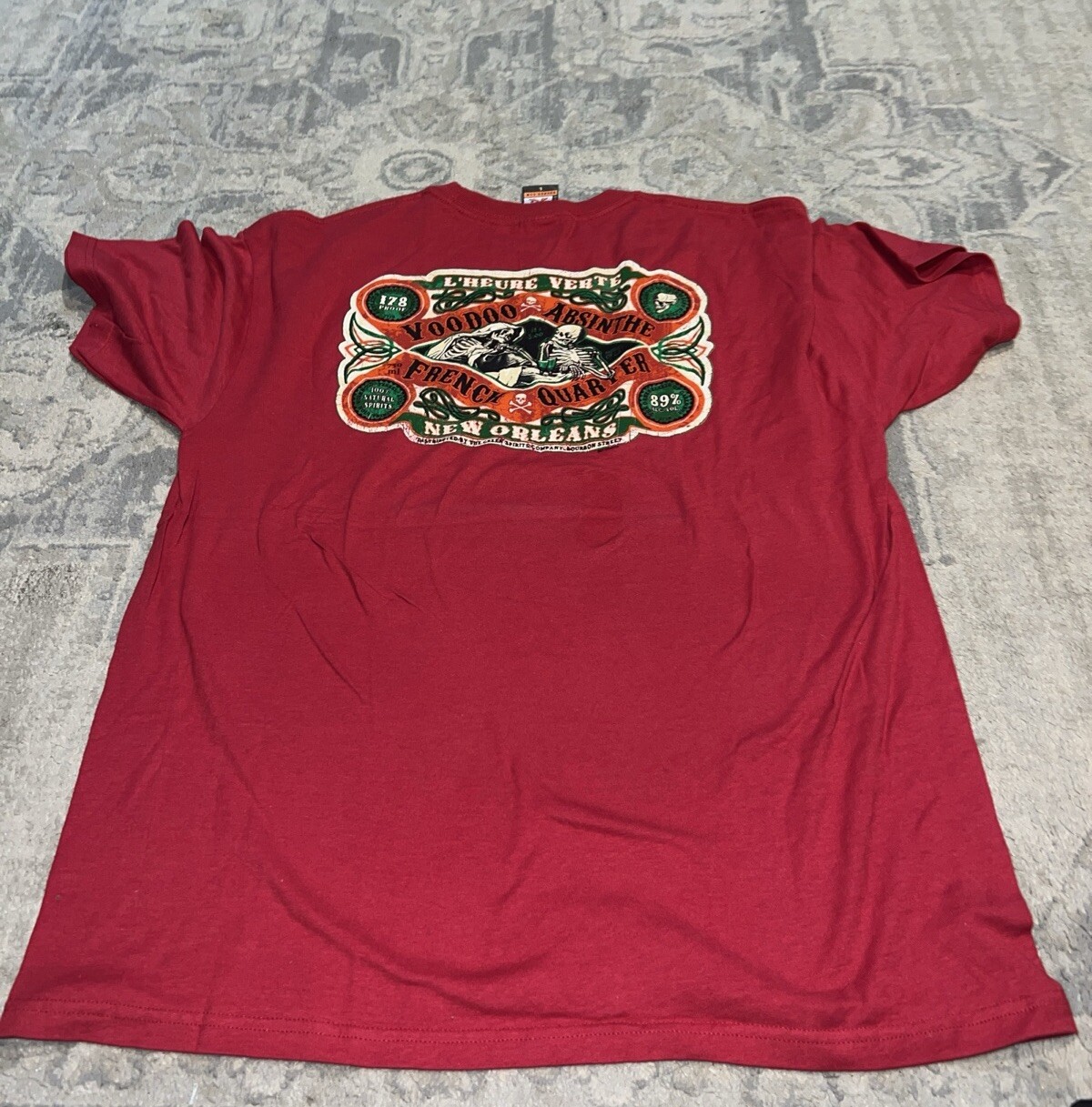 New Mens voodoo Absinthe New Orleans T Shirt Size Large Crimson Red