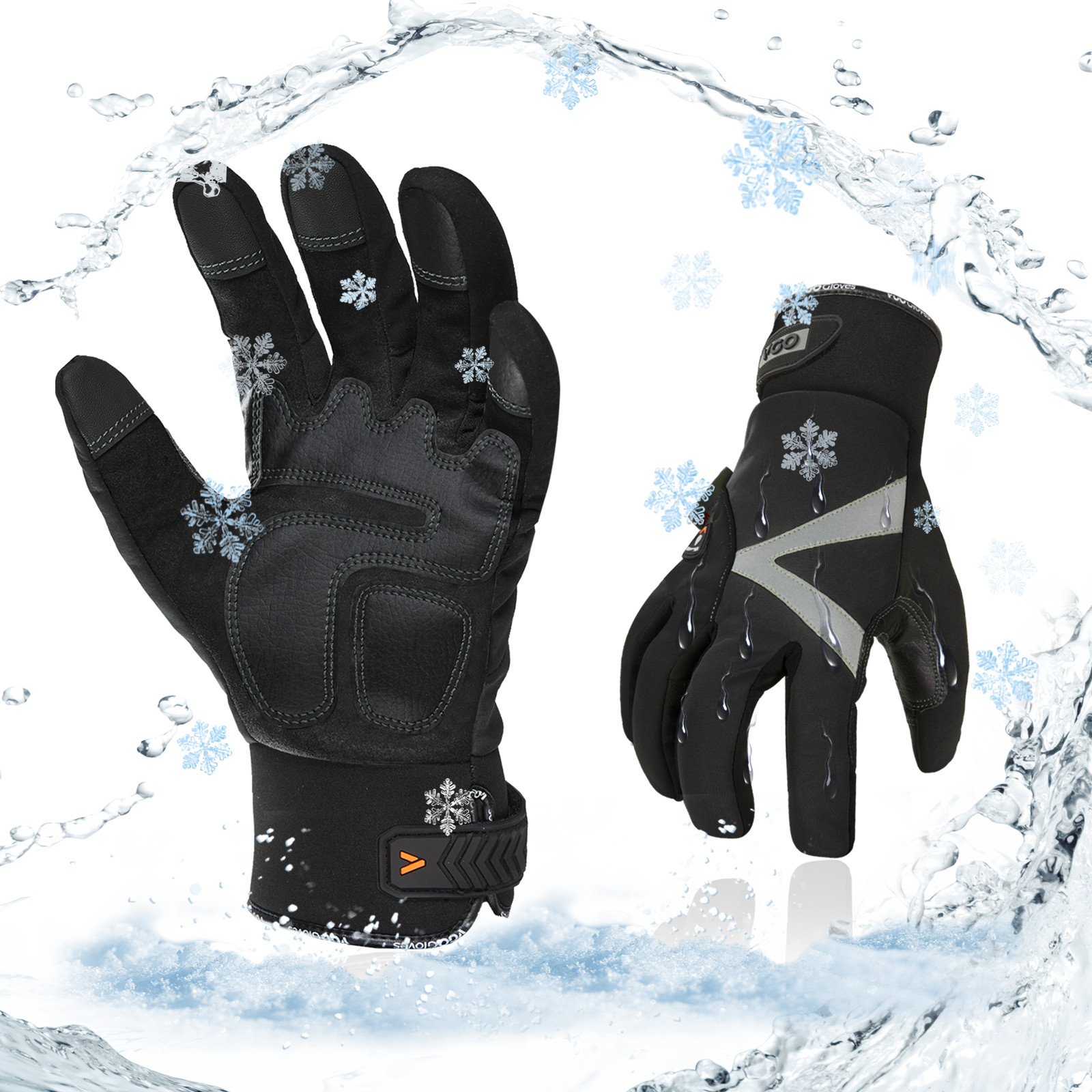 Vgo 1/2Pairs -4℉ Lined Touchscreen Waterproof Winter Work Gloves (SL8777FW-B/-Y)