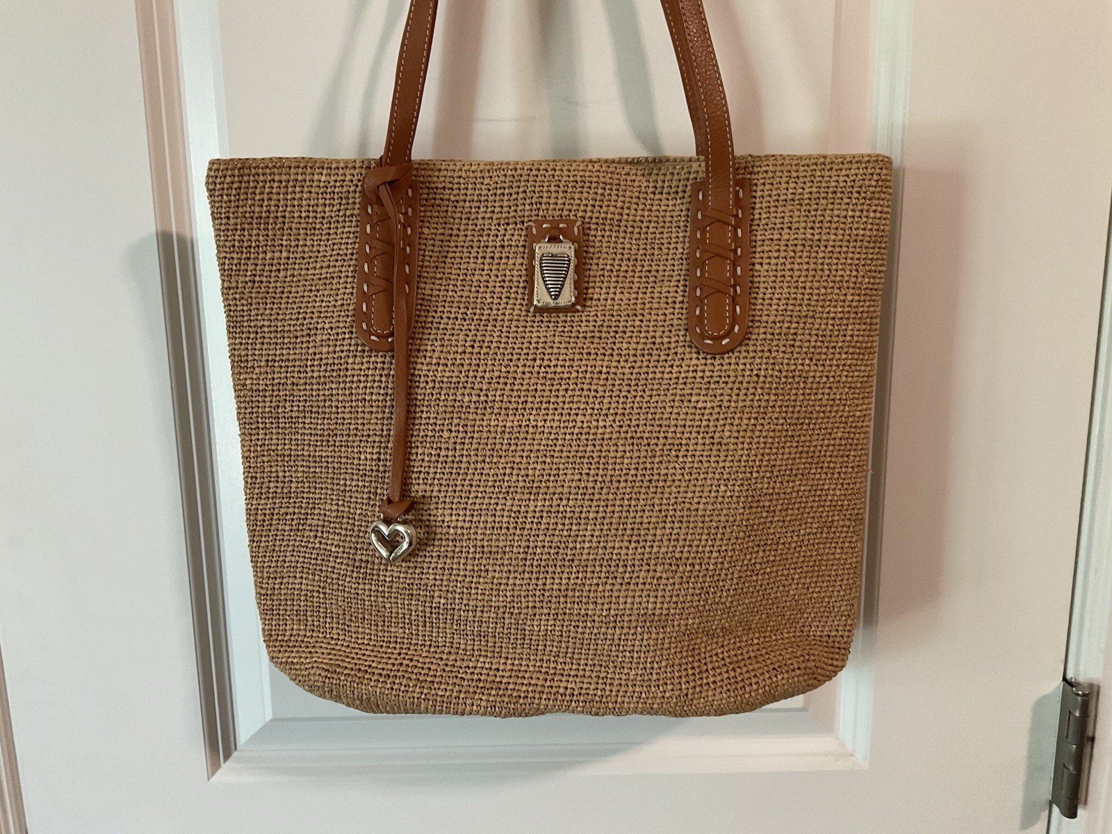 Brighton Natural Brown Straw Tote bag hand made in Madagascar.