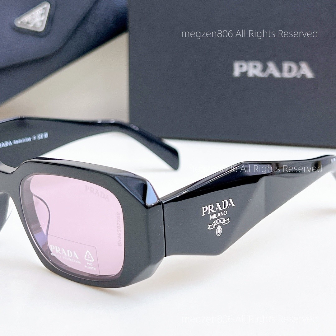 Prada PR17WS Women’s Sunglasses Black Frame Purple Lens 49mm Retro Square UV400