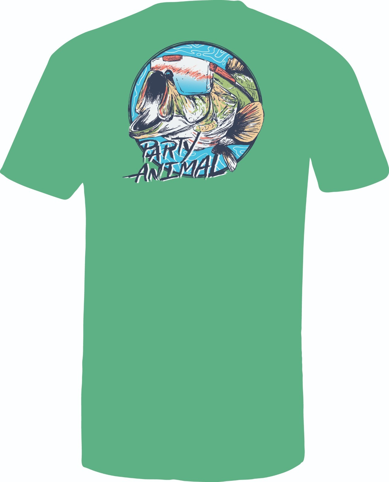 SOUTHERN LURE Party Animal Bass Fish Green Short Sleeve Tee Youth Large YL NWT