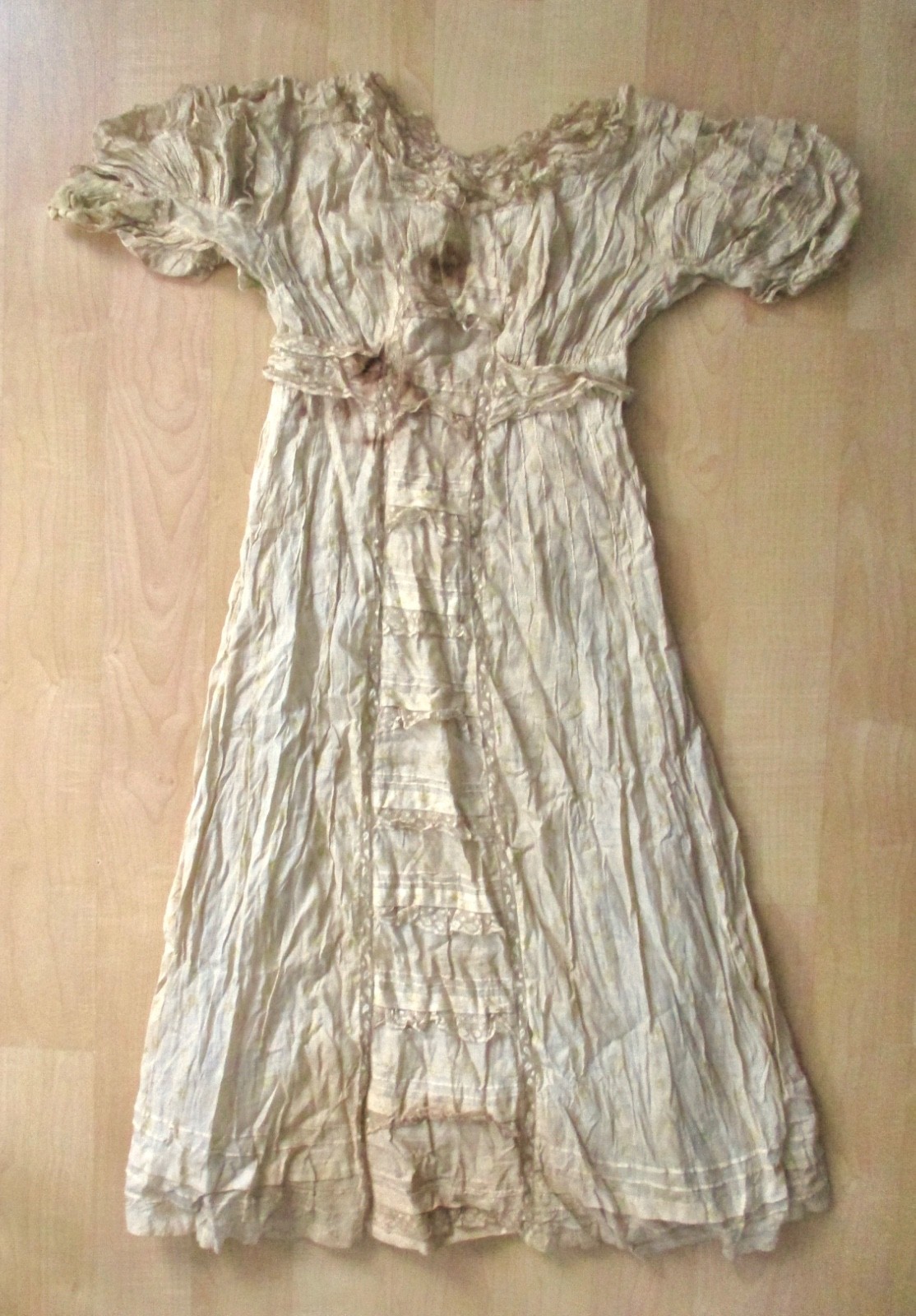 Antique Victorian tea-stained ecru cotton lace dress Hot Mess CRAFT SCRAP