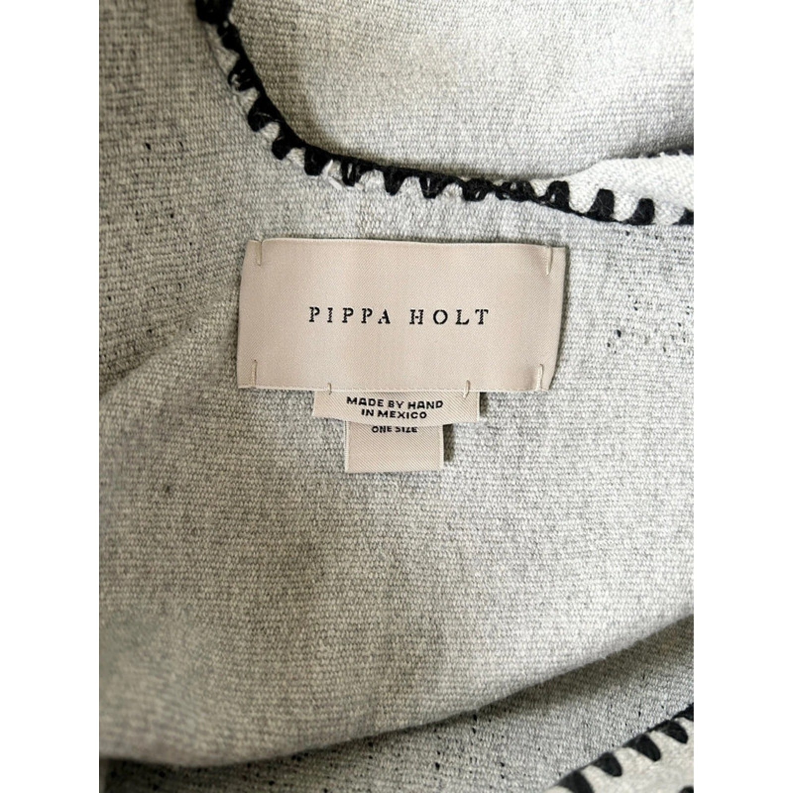Pippa Holt No 212 Handwoven Cotton Three Panel Kaftan Grey Black One Size Beach