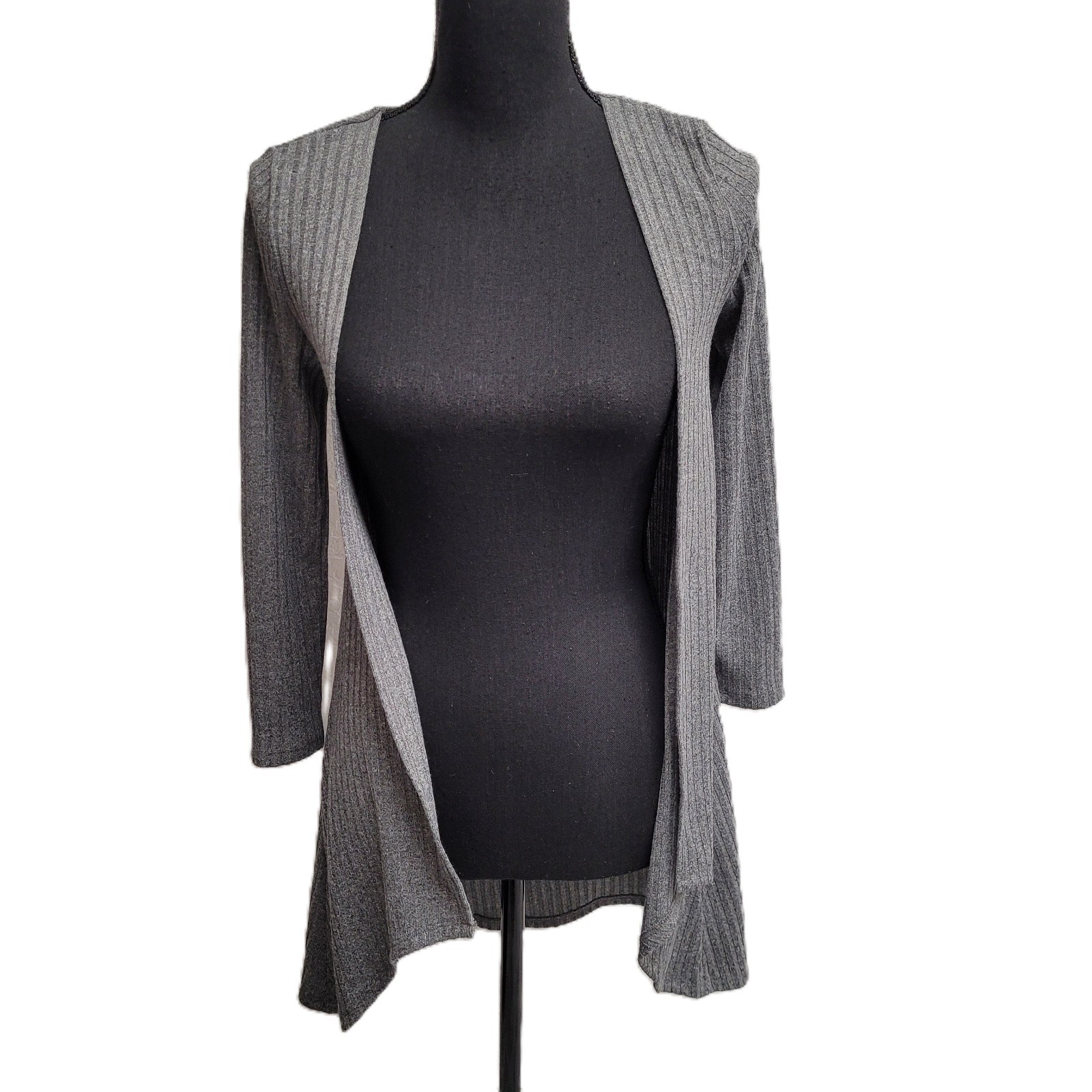 Beauties Wrap (S) Gray Knit Long-Sleeve Smooth-Feel Polyester-Blend