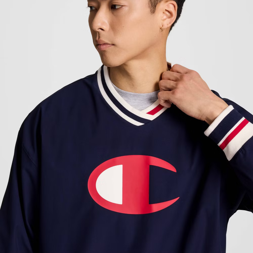Champion Men V-Neck Pullover – Navy S