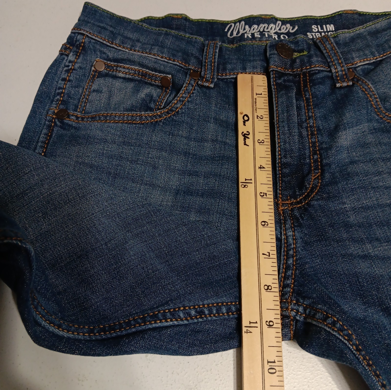 Wrangler Jeans Mens 30×32 Blue Retro Slim Fit Straight Cowboy Boot Western Denim