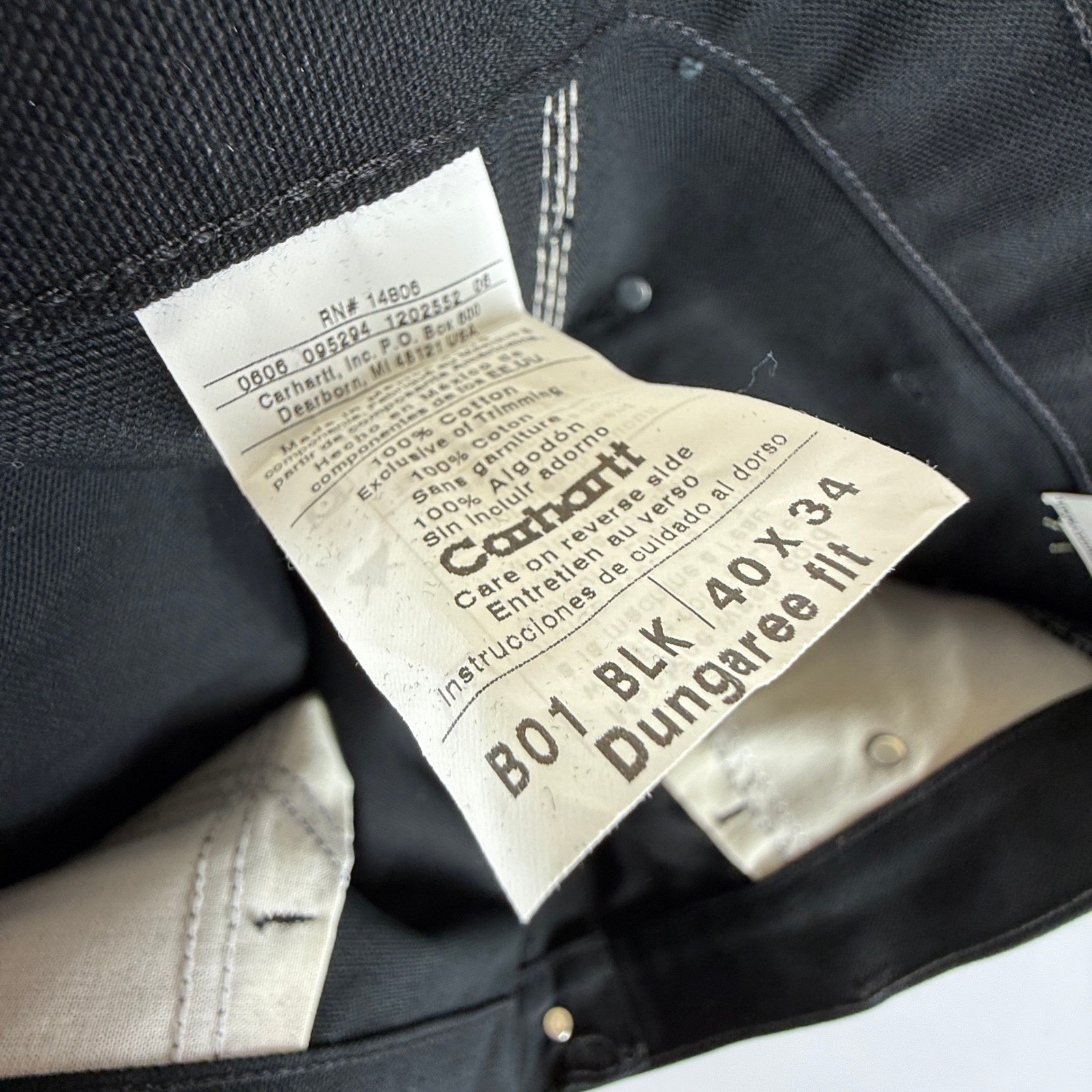 Carhartt B01 BLK Double Front Work Dungaree Pants Black 40×32 USA NWT Altered