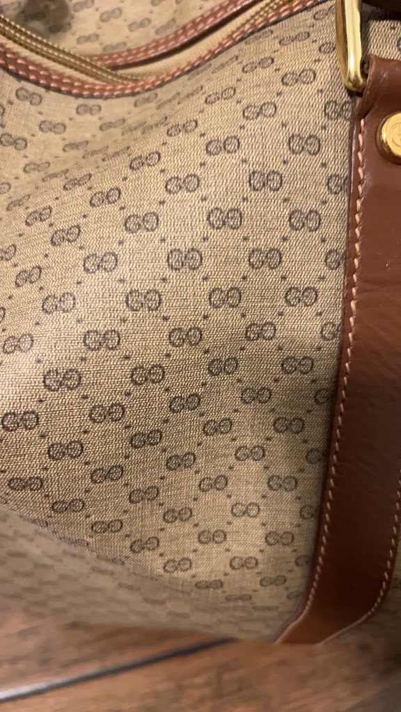 Gucci Monogram Canvas Duffle Bag with Leather Trim