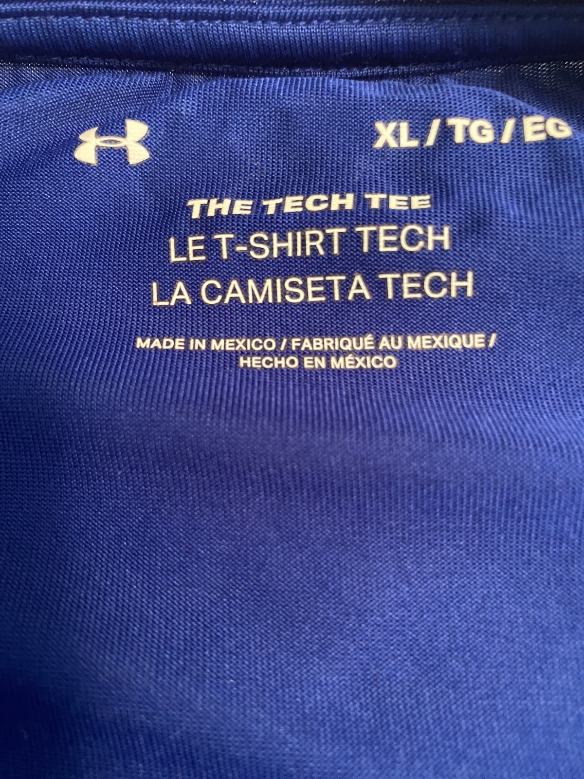 UNDER ARMOUR TECH TEE LOGO TEE SHIRT, BLUE, SIZE: XL, PRE-OWNED + FREE SHIP!