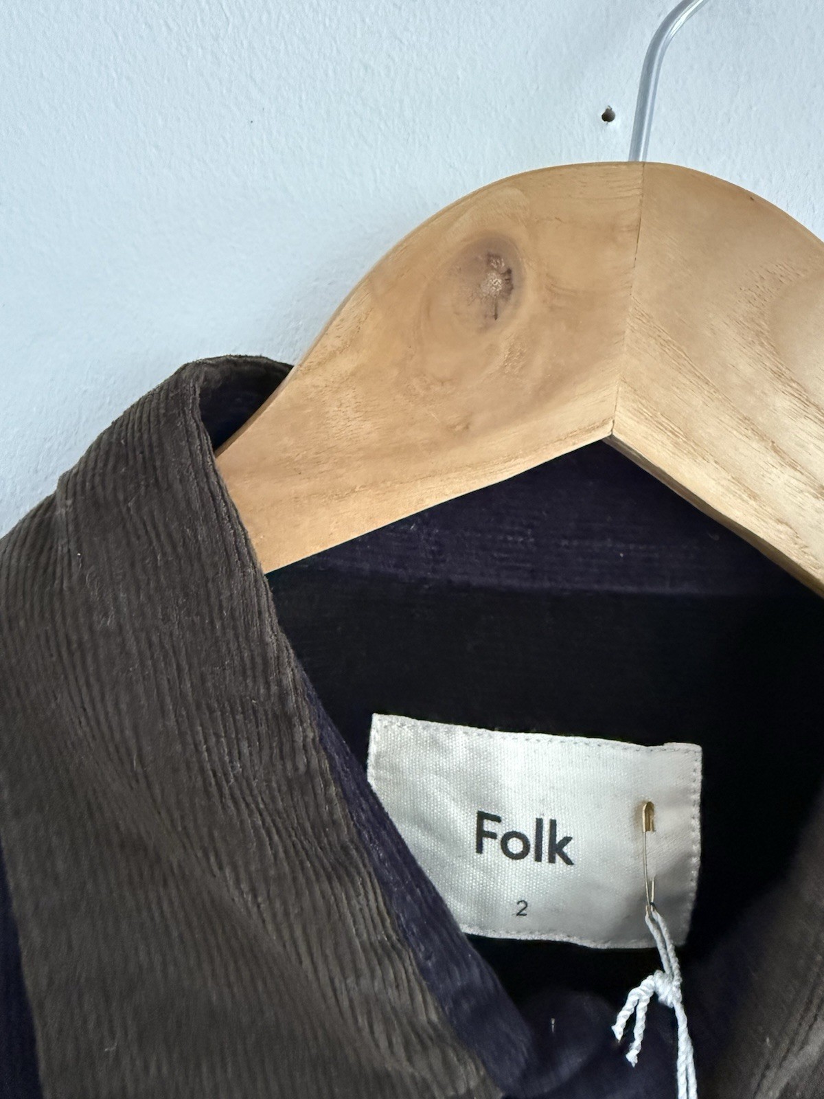 Folk Harper Colour Block Corduroy Shirt Mens Small 2 Khaki Navy Button Up BNWT