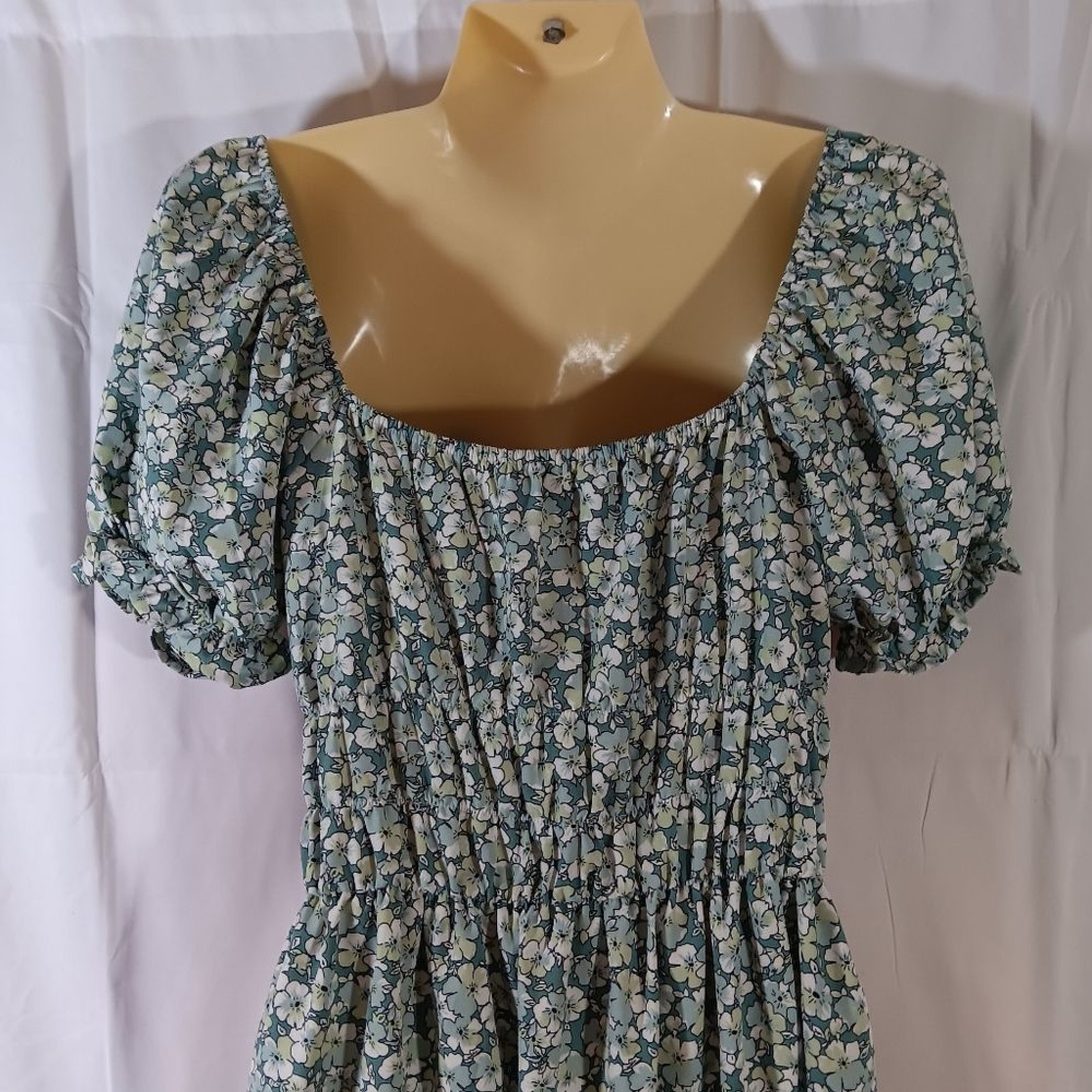 Hesperus Womens Medium Ditsy Floral Maxi Dress Green Milkmaid Peasant Cottage