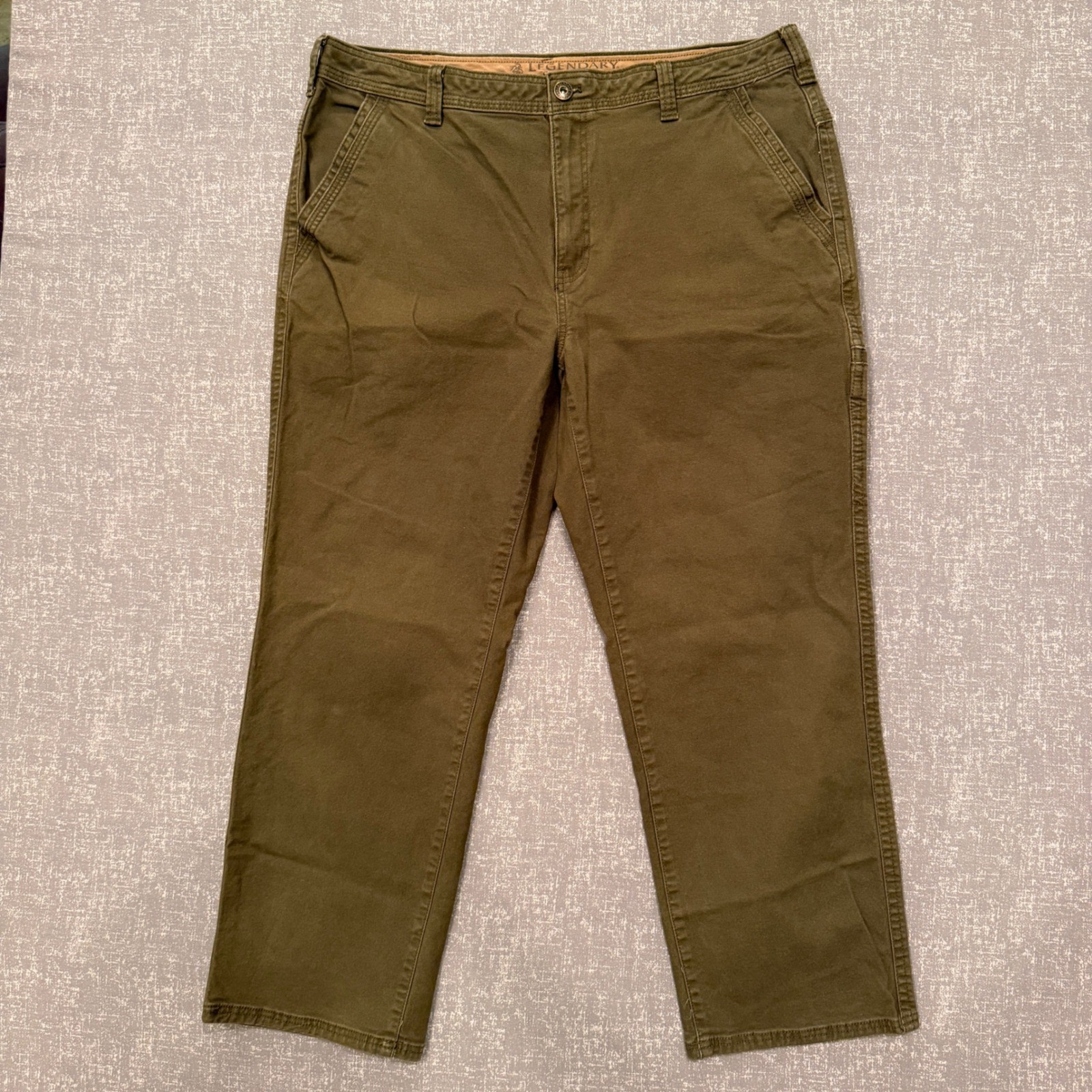 Legendary Outfitters Mens Olive Green Canvas Work Pants 38×29 Straight Leg
