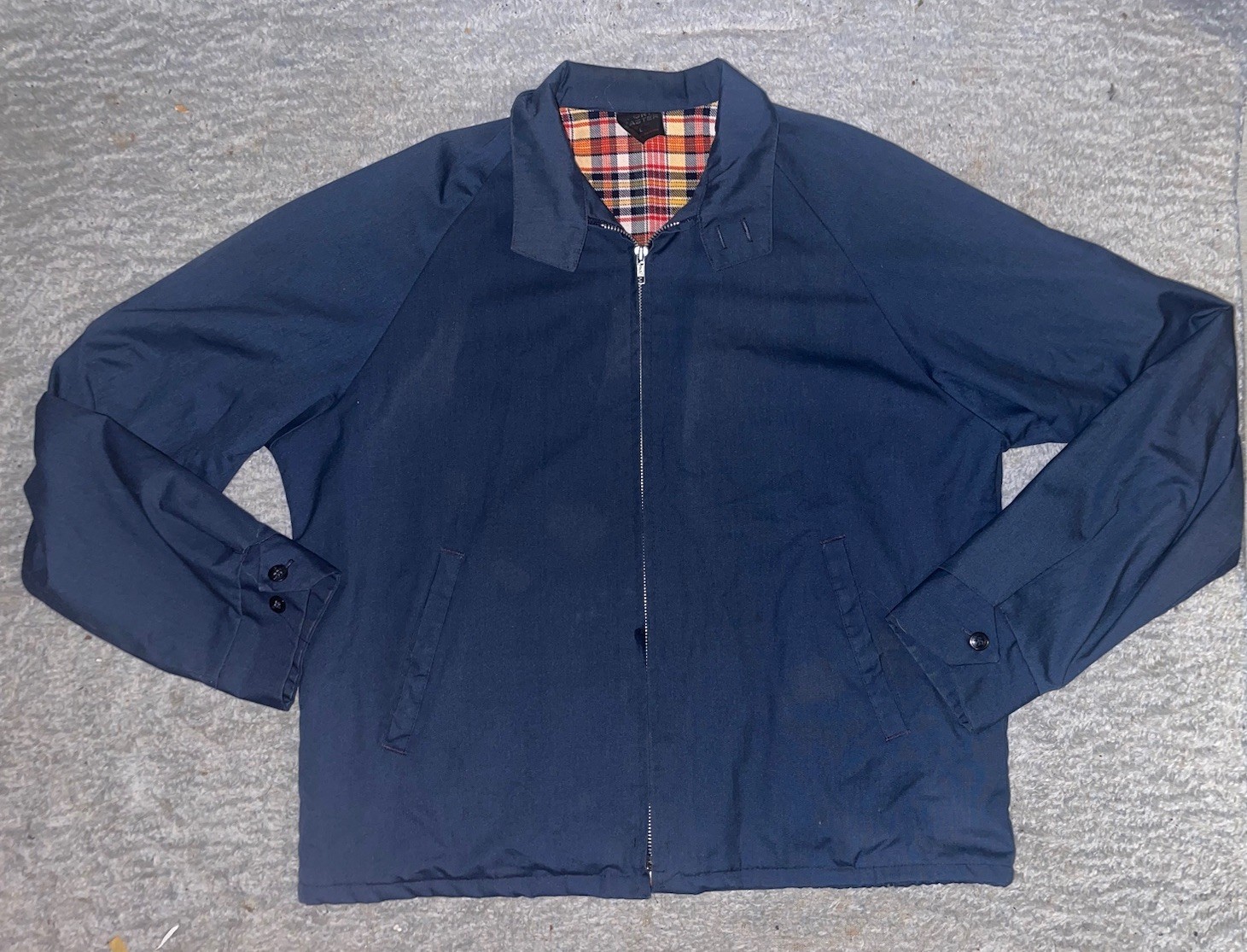 Men’s Vtg 70’s Navy Flannel Lined Rockabilly Windbreaker Sports Master Golf Sz L