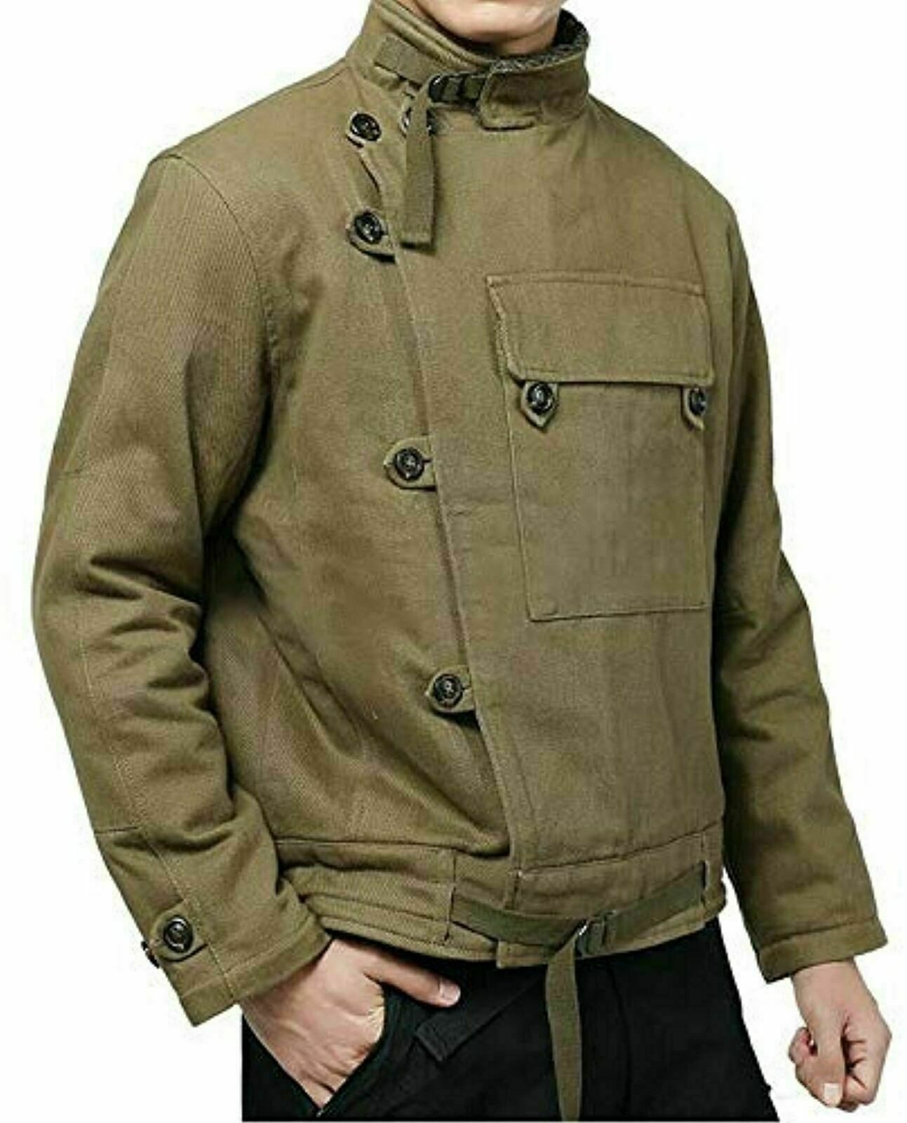 Men’s Brown Vintage Style Swedish Winter Army Tank Cotton Coat Jacket