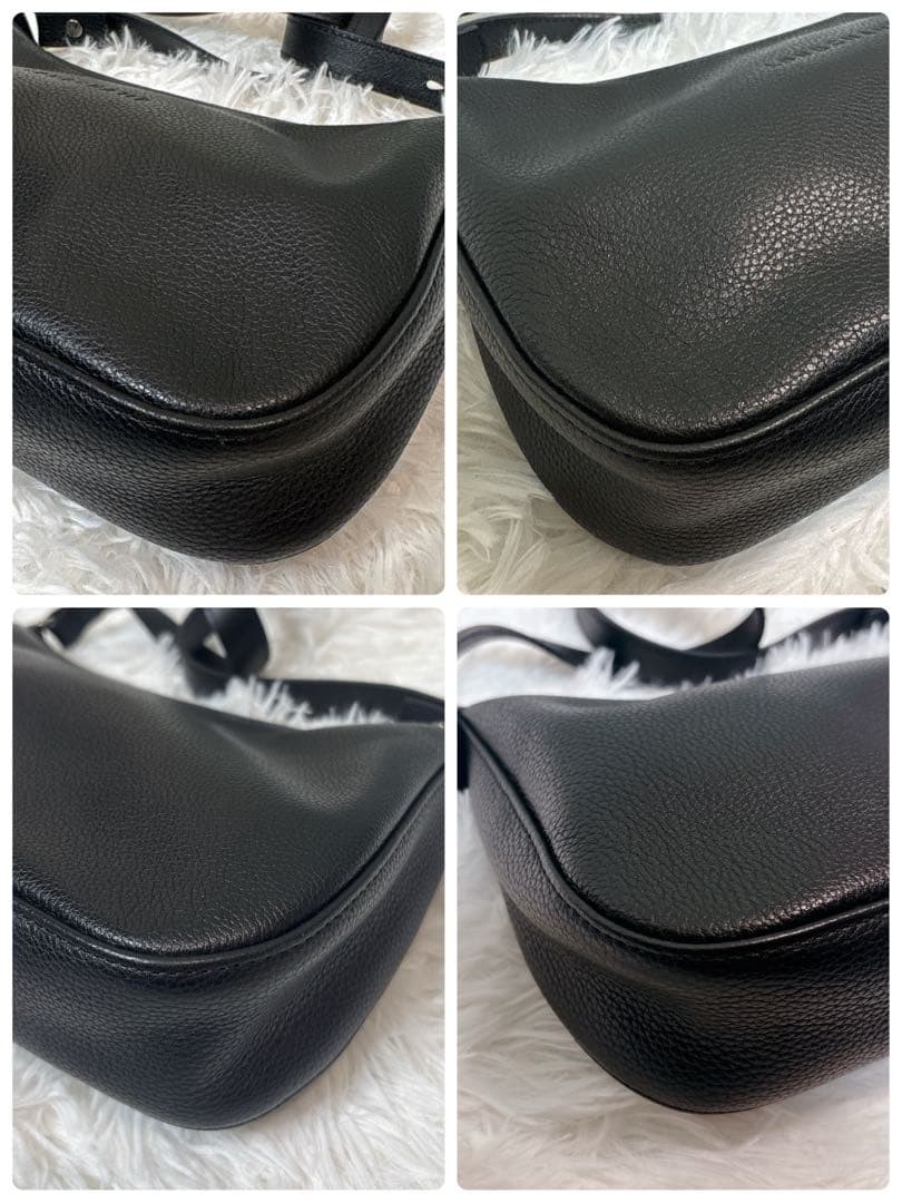 Excellent Condition LONGCHAMP Longchamp Shoulder Bag Black Leather