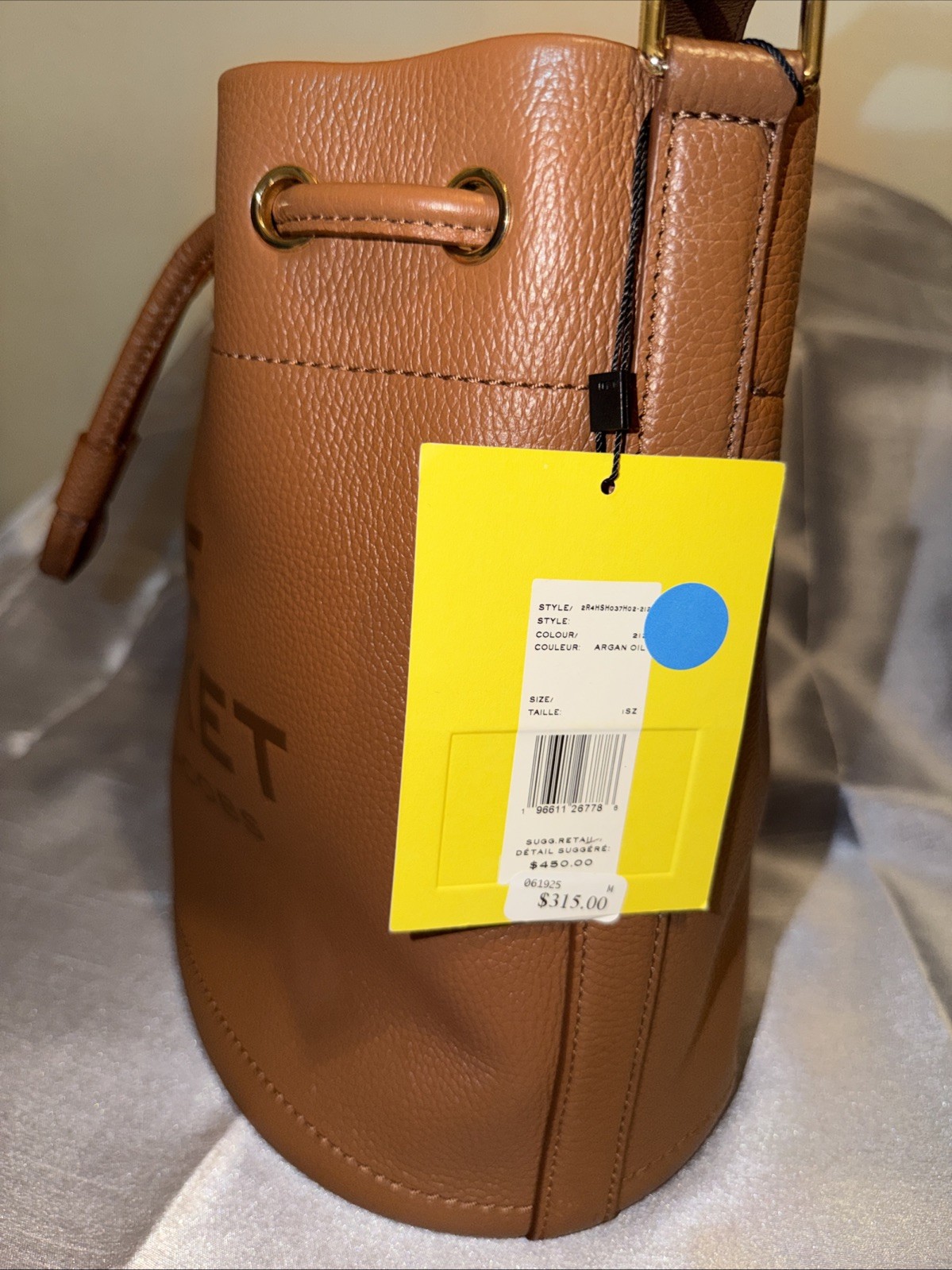 Marc Jacobs Brown Bucket Shoulder Bag Drawstring Gold Hardware