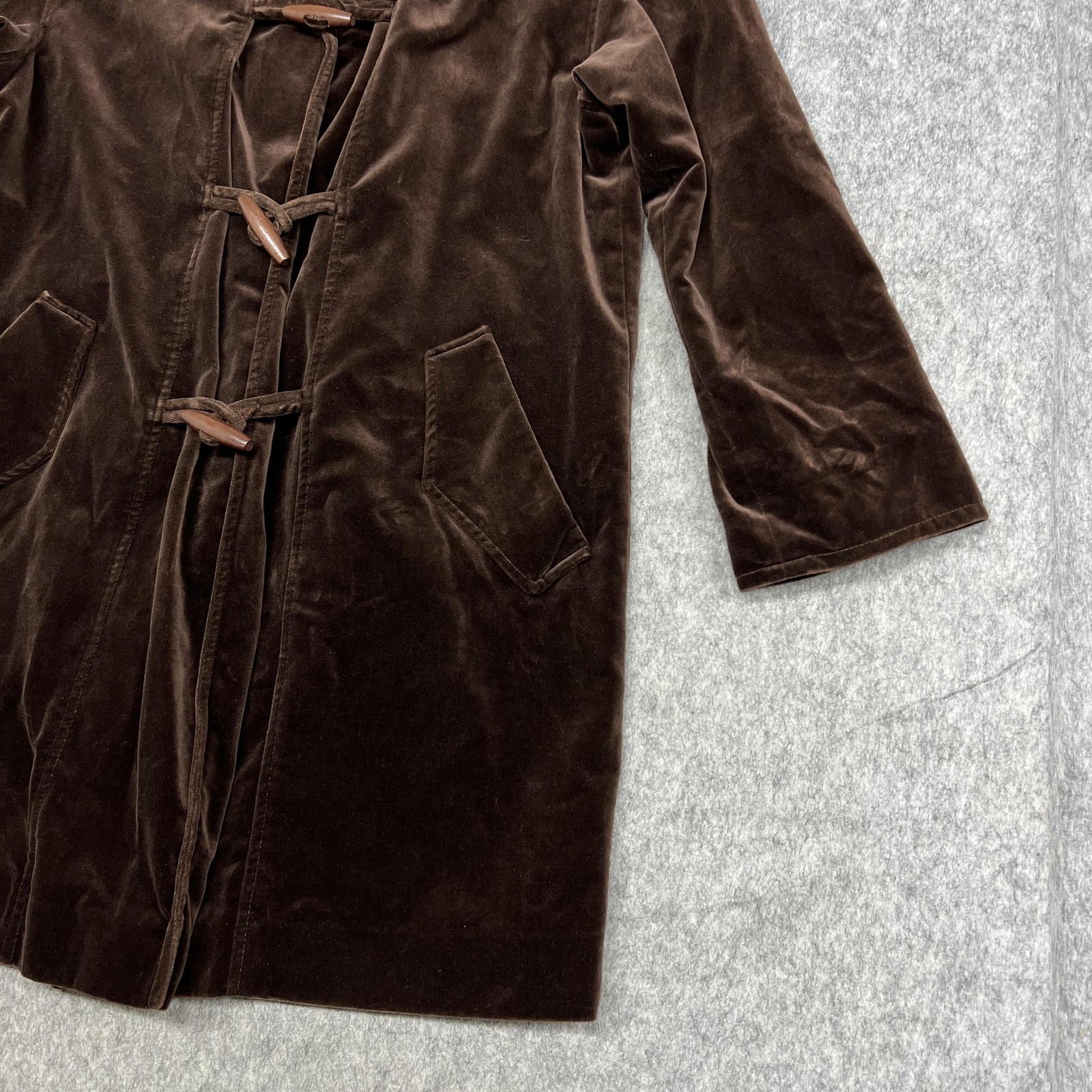 Vintage J Jill Coat Womens S Brown Velvet Toggle Lined Duster Missy Whimsigoth