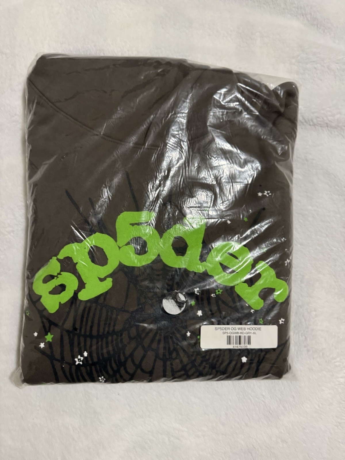 sp5der OG Web Graphic Logo Pullover Hoodie Gray XL Unisex Adults