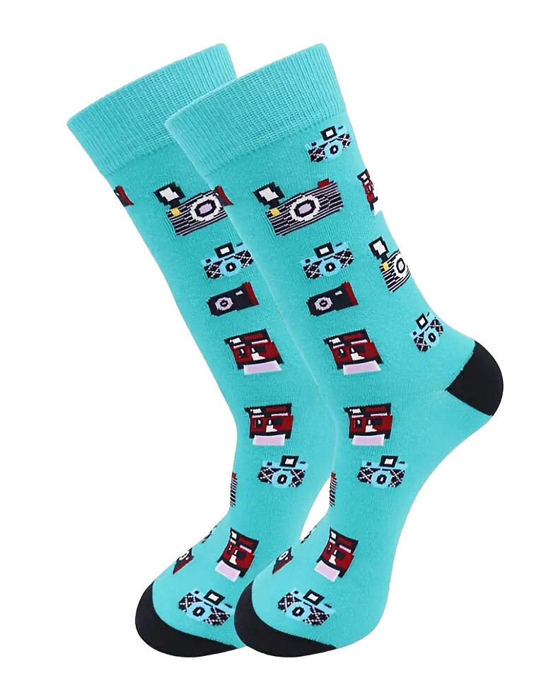 CAMERAMAN | Mens Blue Photo Camera Novelty Socks | One Size UK 6-11 EU 40-46