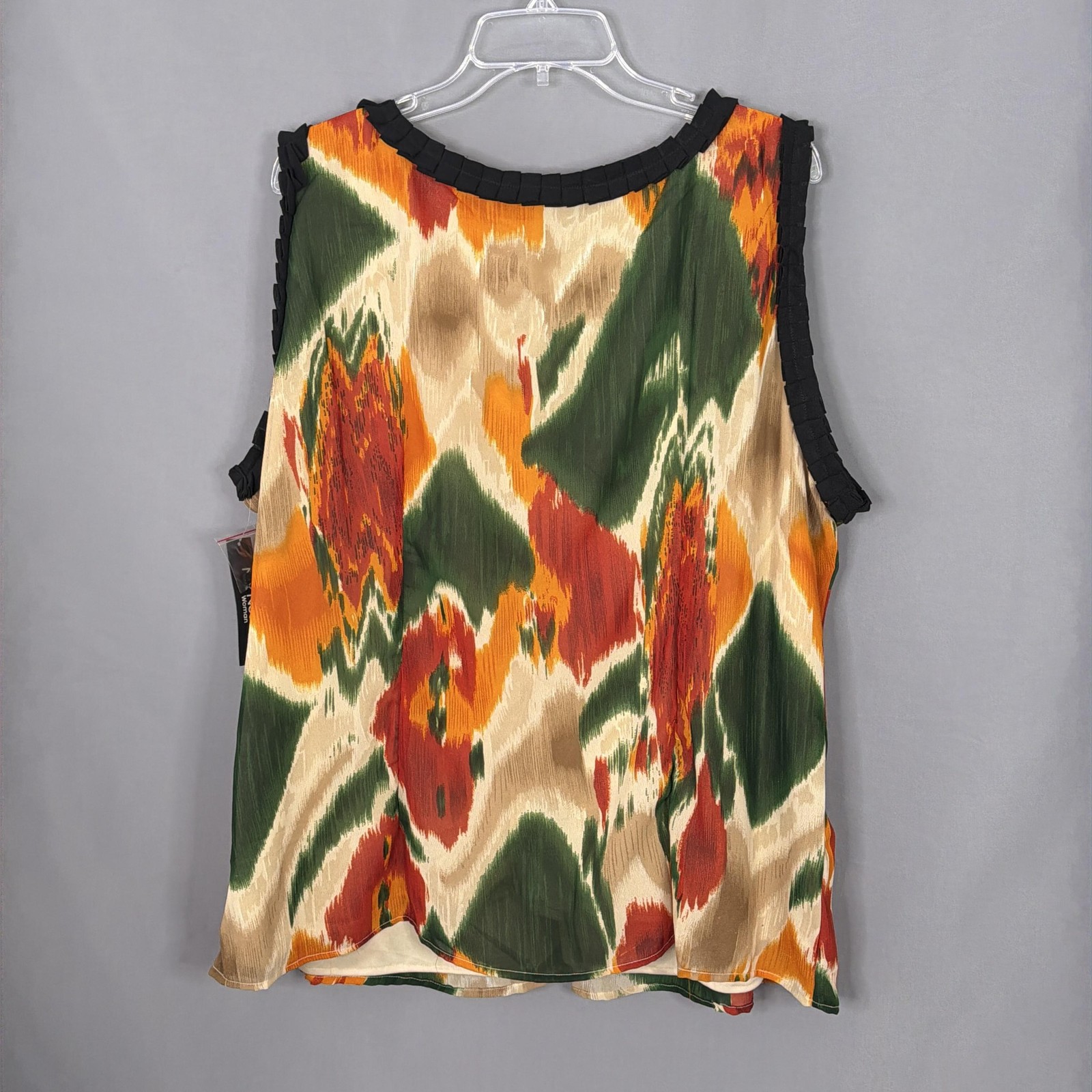 Mix Nouveau Top Womens 3X Sleeveless Tank Rust Olive Pleated Boho Blouse NEW