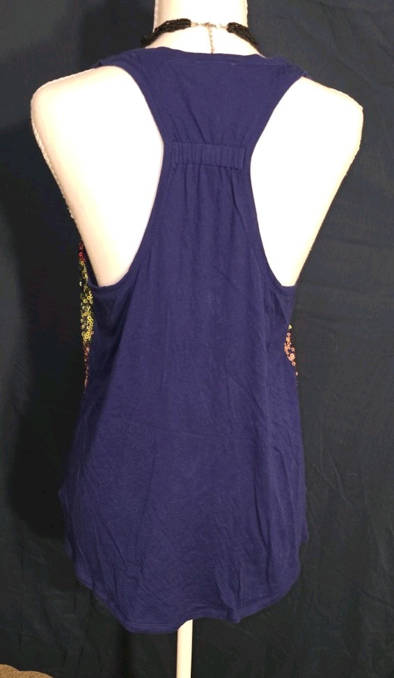 Express Navy Sequin Racerback Tank Top Size M Y2K Party Going Out