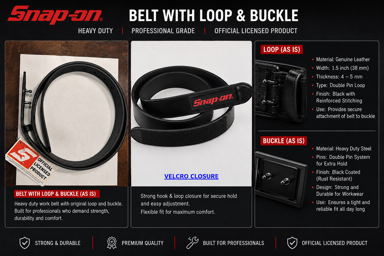 Heavy-Duty Leather Snap-On Buckle /Hook & Loop Belt Buy More & Save Up To 55% ✅
