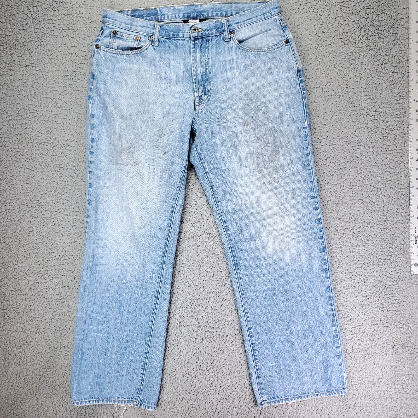 Lucky Boot Cut Jeans Mens 36 Blue Distressed Denim Baggy Western Flap Pockets