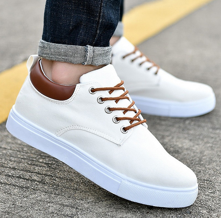 New Men Canvas Shoes Flat Lace Casual Sports Shoes Rubber Sole Anti Slip Lace Up