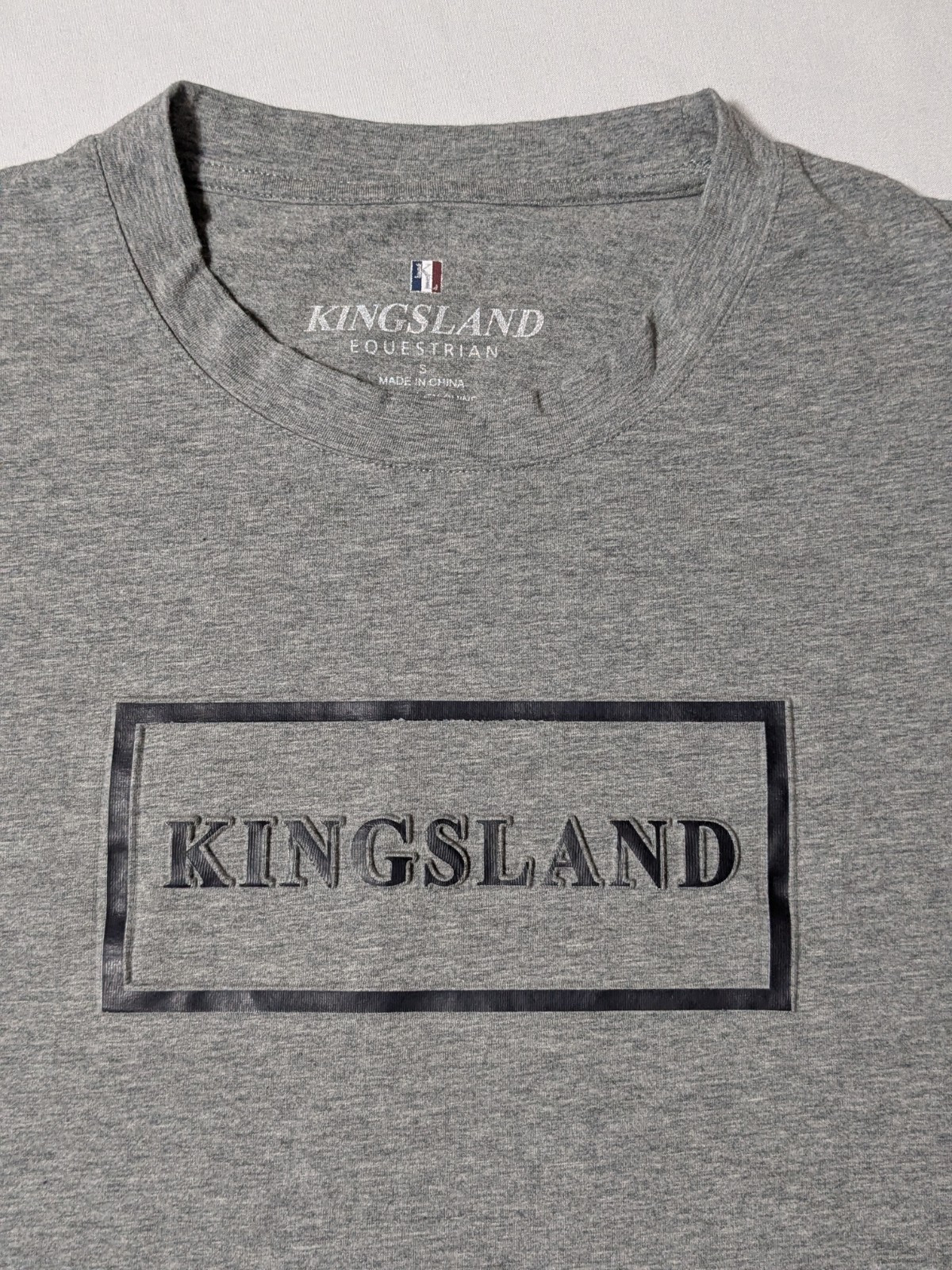 KINGSLAND ESQUESTRIAN Men Small Gray Stretch Blend Logo T-Shirt