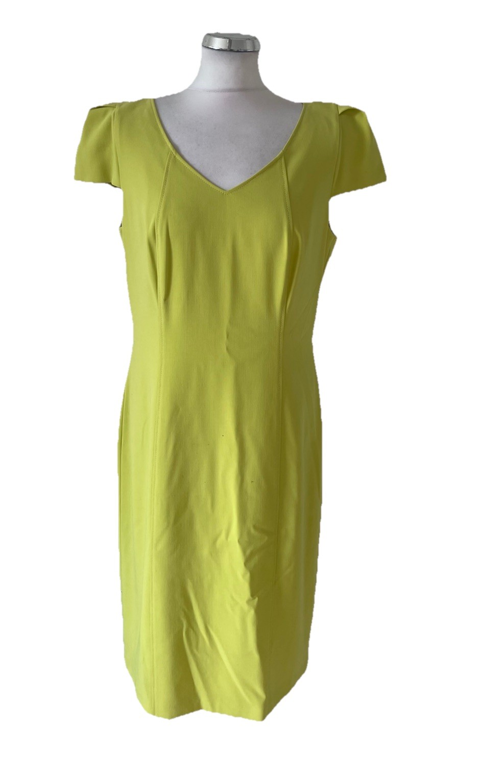 APANAGE LIME V NECK CAP SLEEVE PENCIL DRESS SIZE 16