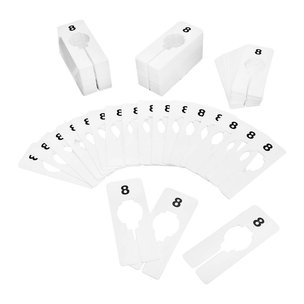 Hangers Retail Clothes Rack Rectangular Plastic Size 8 Dividers 10Pc White 2″x5″