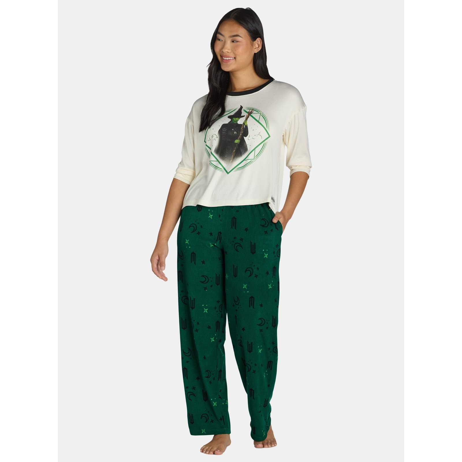 Wicked Pajamas Set Womens Shirt Pants Elphaba Glinda 4 6 8 10 12 14 16 18 NWT